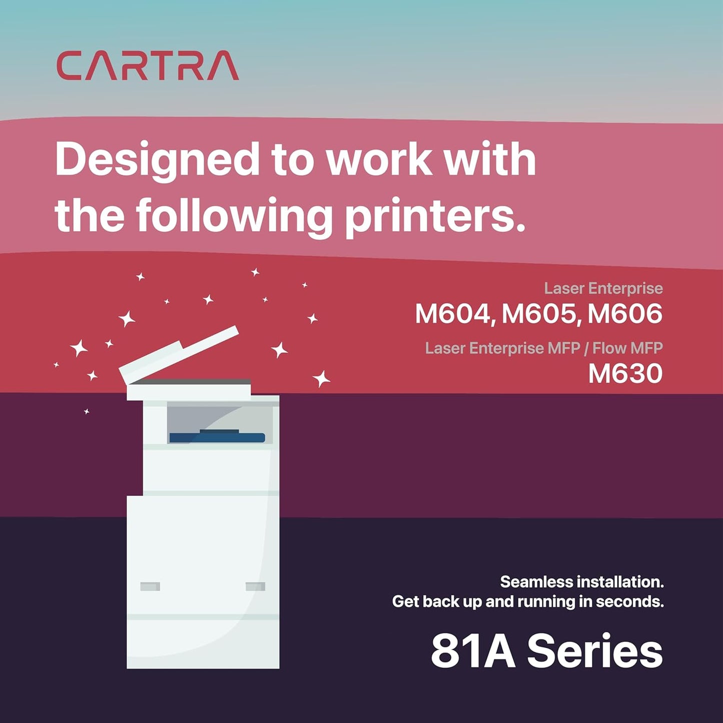 CARTRA 81A 2 Pack Toner Cartridge for HP Laserjet Enterprise M604dn M604n M604 M605dh M605dn M605n M605x M605 M606dn M606x M606 MFP M630f M630h Flow M630z M630 Printer Series 81X CF281A Black