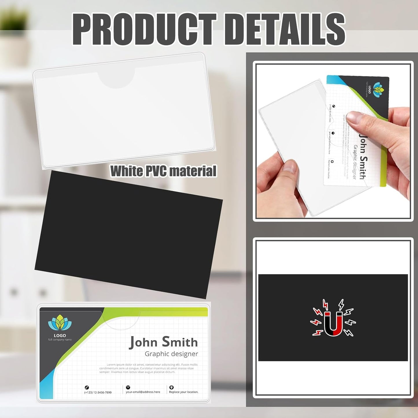 30 Pcs Magnetic Label Holders Pallet Rack 4 x 2.4 Inch Clear Business Card Holders with Magnet File Cabinet Labels Magnet for Metal Shelf Whiteboard Bins Office Gift(White)