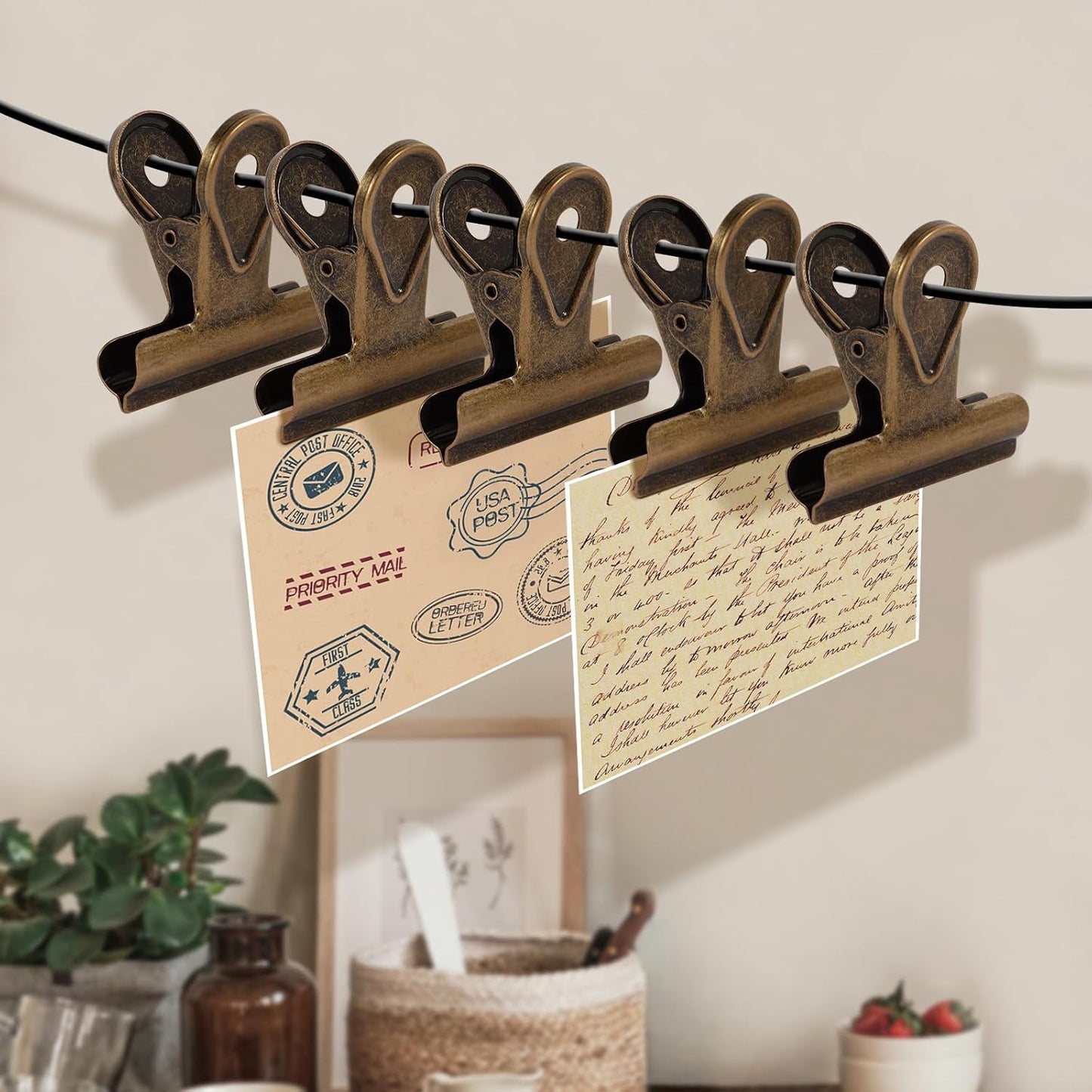 SIAMESE Bulldog Clips, 8 Pcs Binder Clips for Office & Kitchen, Multi-Purpose Binder and Food Bag Clamps for Sealing, Storage, Hanging (Bronze)