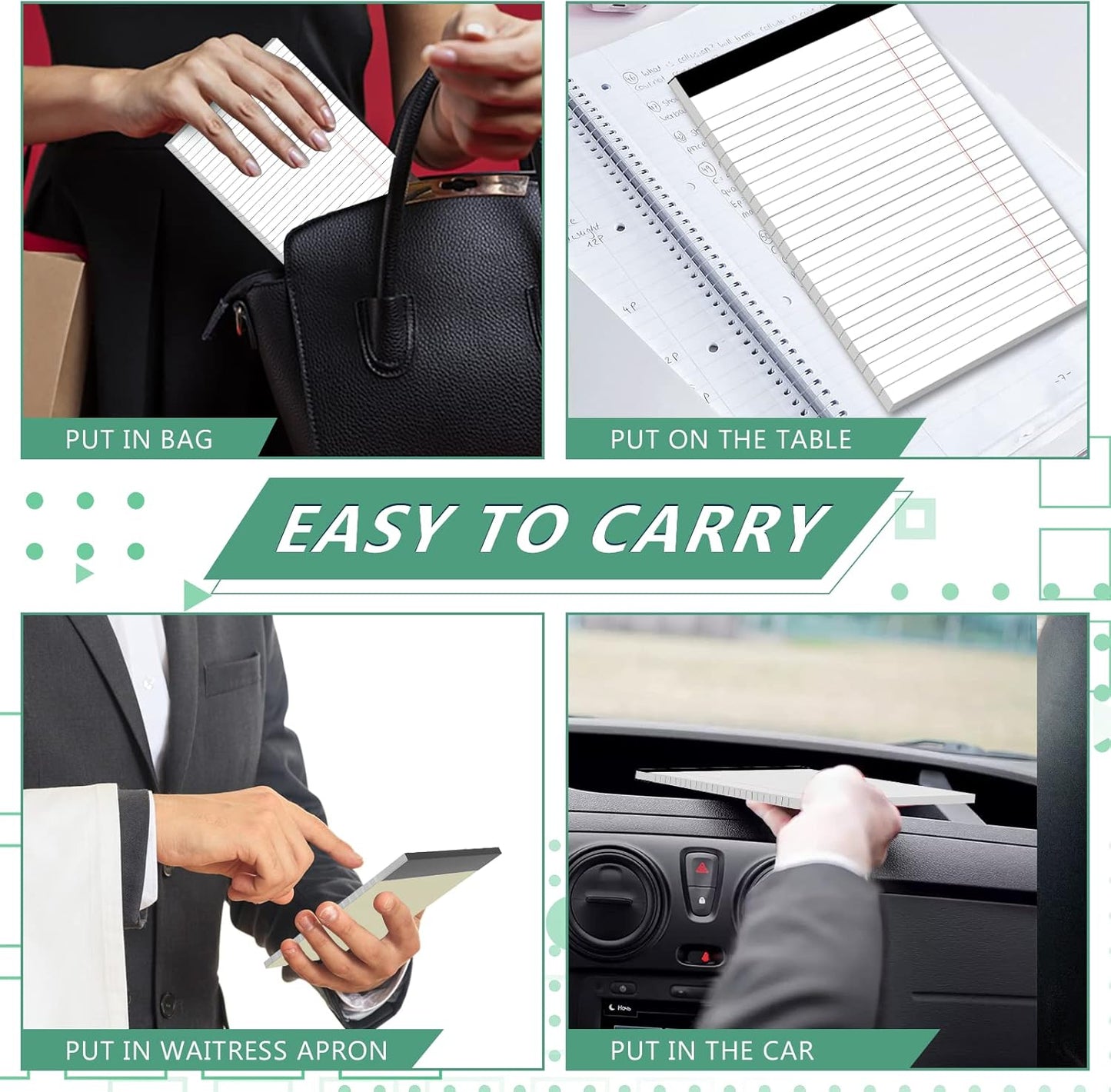 Legal Pads 5×8 Inch Notepad, 12 Pack Note Pads College Ruled Perforated Memo Pad for Work Study Daily Note Taking List, Lined Writing Pads Memo Refills Notepads for Office Home School, 30 Sheet/ Pad