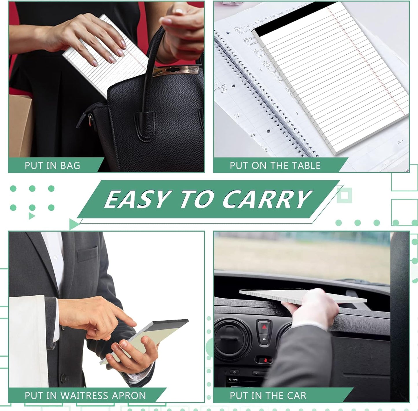 Legal Pads 5 x 8 Inch Notepad, 8 Pack Note Pads College Ruled Perforated Memo Pad for Work Study Daily Note Taking List, Lined Writing Pads Memo Refills Notepads for Office Home School, 30 Sheet/ Pad