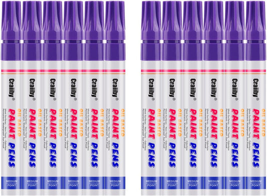 Purple Paint Markers, 12 Pack Oil-Based Waterproof Quick Dry Permanent Paint Pen Set for Rocks Painting, Wood, Fabric, Plastic, Canvas, Glass, Mugs, Metal, Tire, Stone, DIY Craft