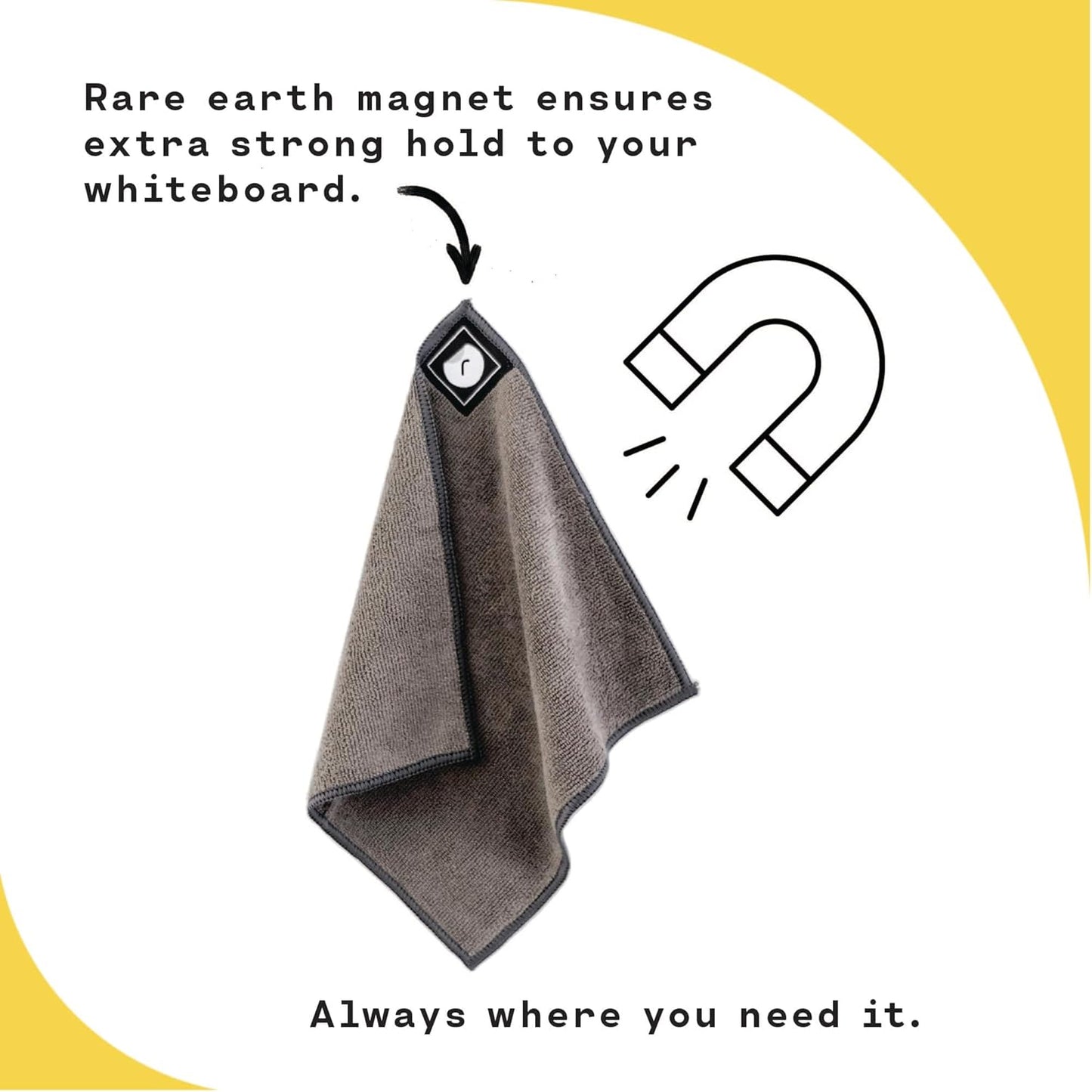 Remooble 4 Pack Magnetic Microfiber Cleaning Cloth Dry Erasers for Whiteboards - Towel Hangs on Metal Edged White Boards, Glassboards, and Blackboards Washable - 10'' X 10''