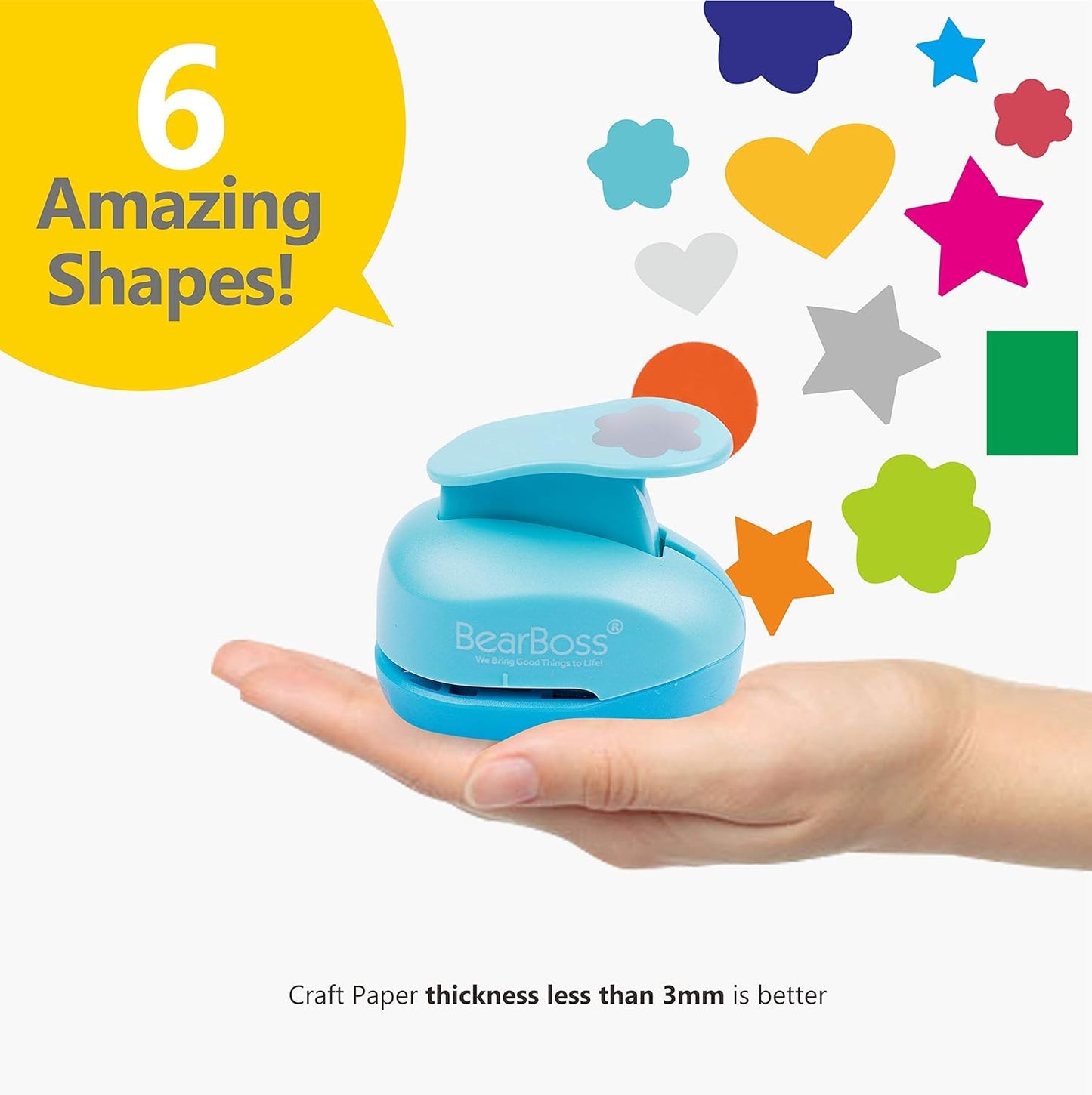 6 Craft Hole Punch Shapes 1 Inch Paper Punches for Crafting Handmade Scrapbooking Punches Mix Shapes Designs for Kindergarten Teacher Office Supplies Kids by BearBoss