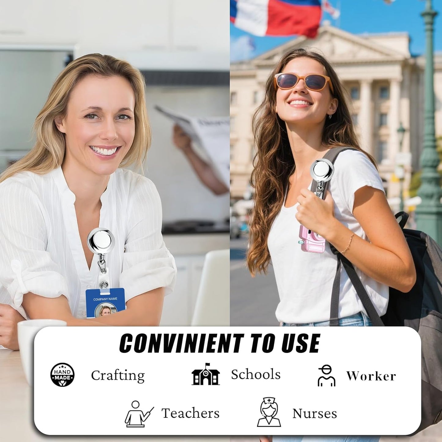 30 Pack Badge Holders, Silver Retractable Badge Reels, Durable Metal Spring Clip (Silver) - 24 Inch Retractable Cord Lanyard