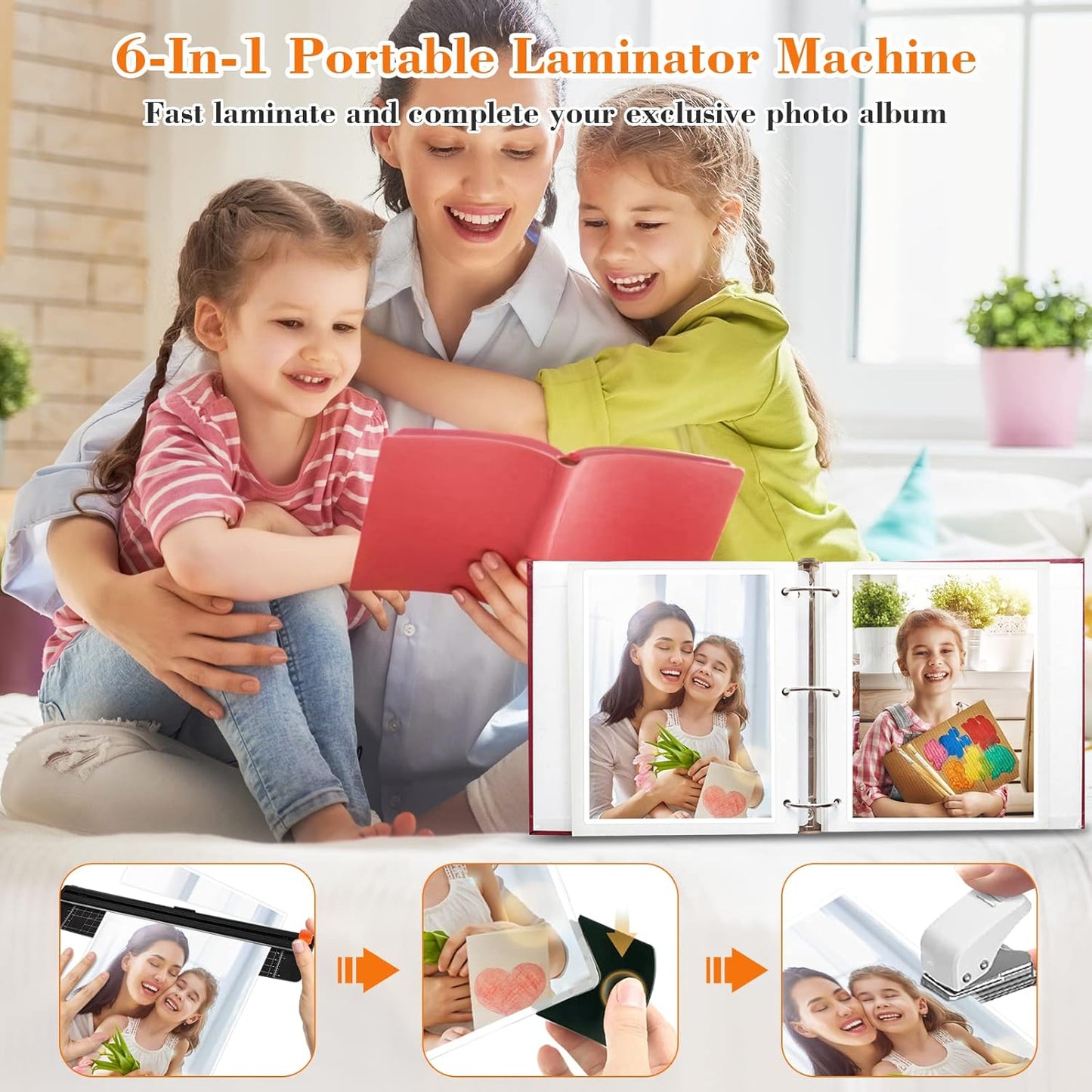Laminator Machine, 9 Inch Thermal Laminater, Beixtopopo A4/A5/A6 Personal Laminator Machine with Laminating Sheets, 6 in 1 Heating Laminate Machine for Home School Office, Silent