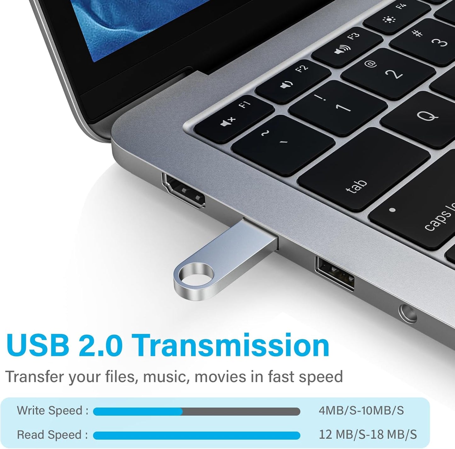 ABLAZE 8GB Flash Drive 10 Pack, Metal USB 2.0 Thumb Drives with Keychains USB Sticks Pendrives (Sliver)