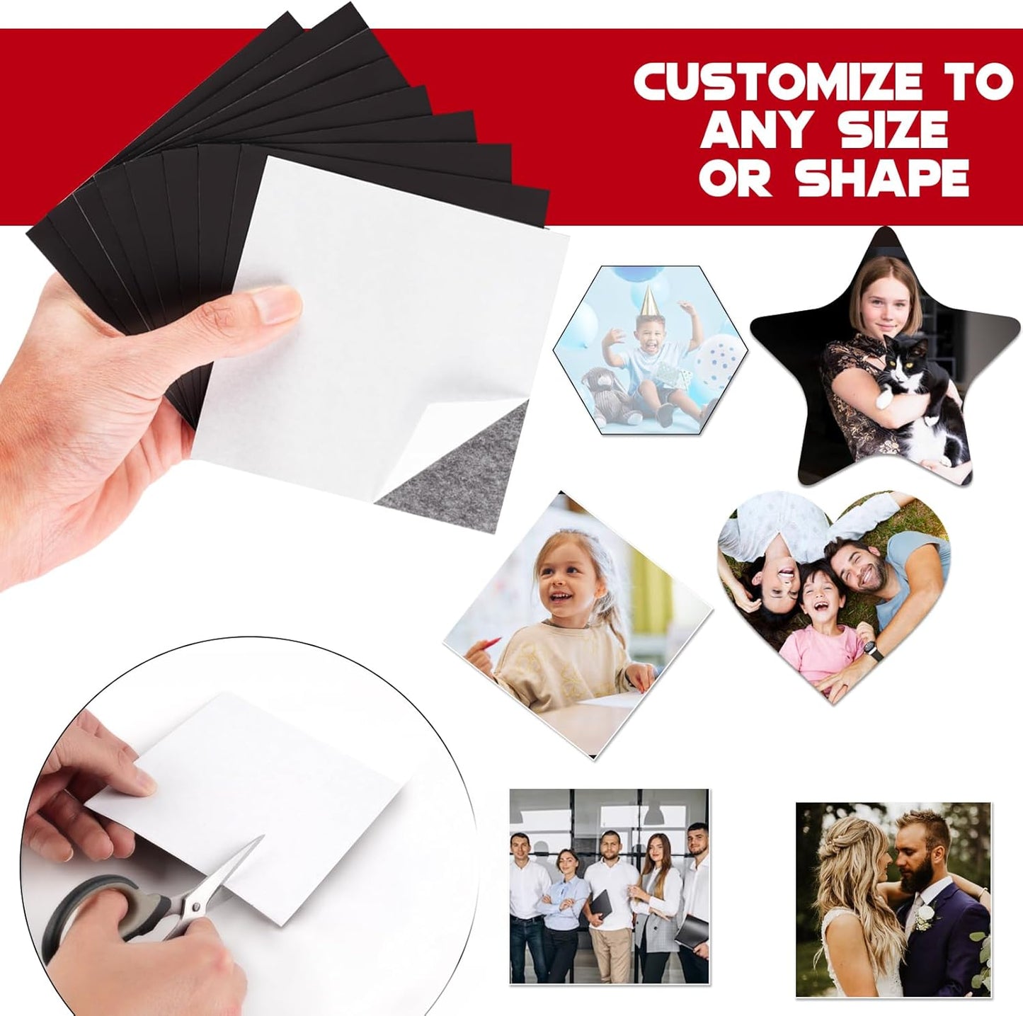 4X4 Magnetic Sheets with Adhesive Backing for Square Pictures(Pack of 48),Adhesive Photos Magnets for Home/Classroom/Office