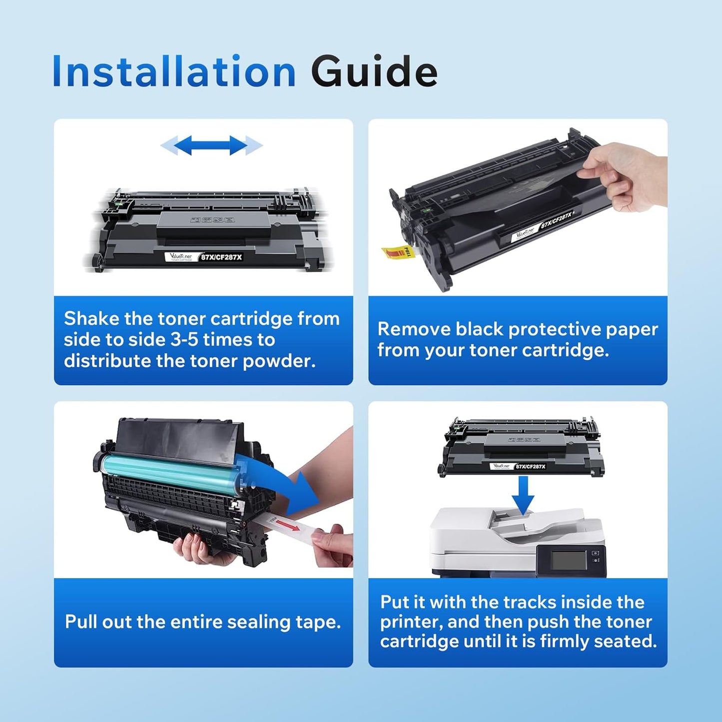 Valuetoner 87X High Yield Black Toner Cartridge Replacement for HP 87X 87A CF287X CF287A for HP Laserjet Enterprise M506 M506dn M506n Pro M501 M501dn M506 M506x M527 M527dn Printer Ink (Black, 2-Pack)