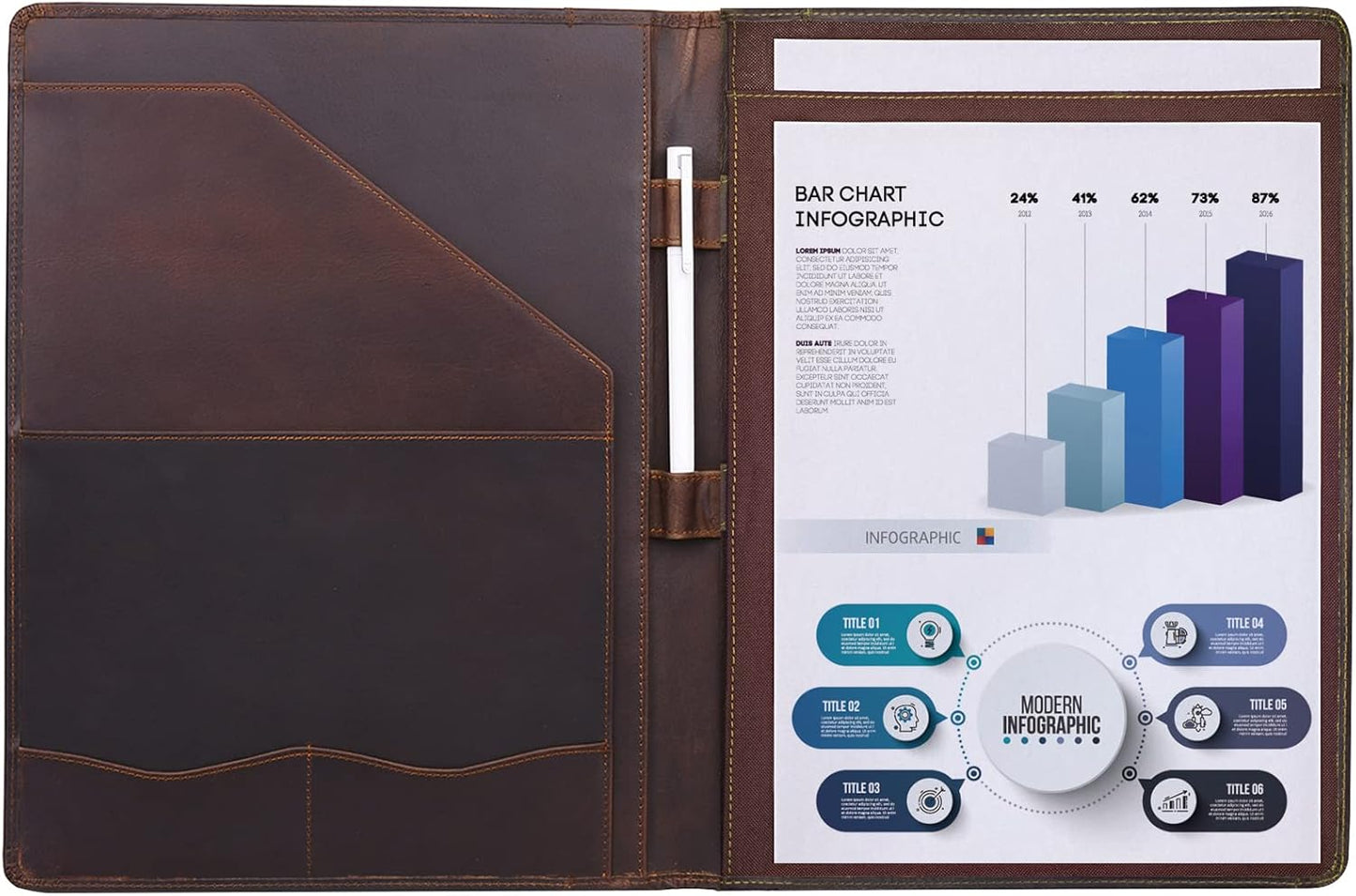 Jack&Chris Leather Portfolio, A4 Document Folder Legal Pad Padfolio, Professional Writing Letter Notepad Clipboard Sleeve Organizer, Resume Folio Binder for Men&Women,JC1823