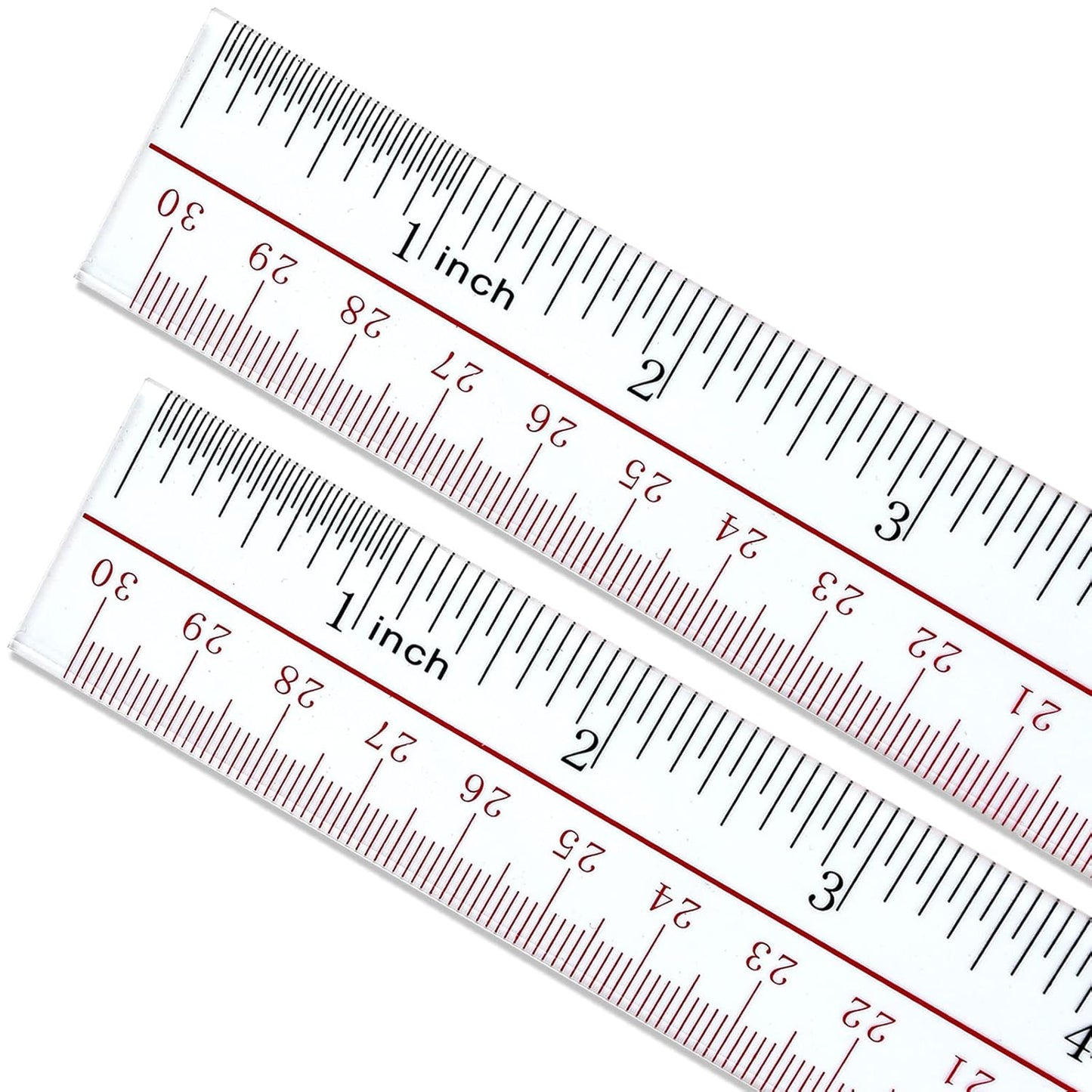 Ruler 12 inch, Clear Plastic inch Ruler, Apply to Rulers for Kids and Office Use Measuring Tools, Transparent Metric Straight with Inches Centimeters, Set Pack of 2, Ruler 12 inch-14