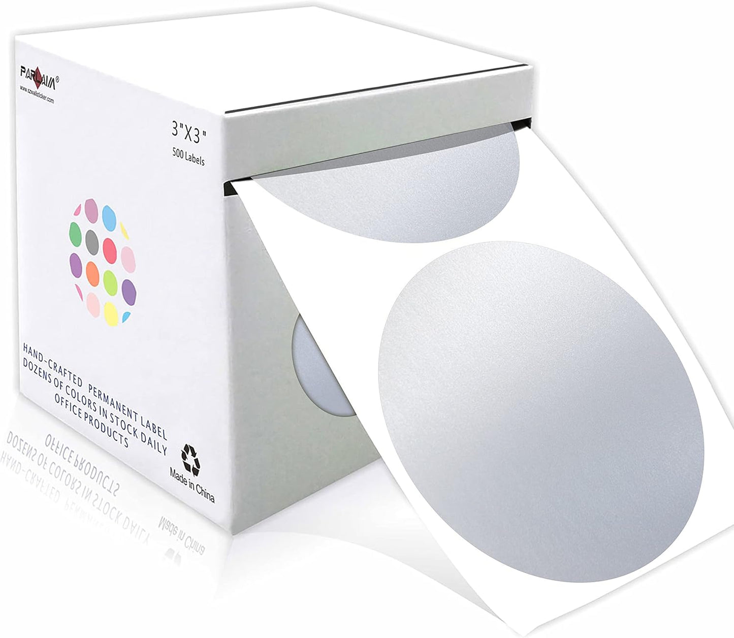 PARLAIM 3 Inch Round Silver Color-Code Dot Stickers, 500PCS Inventory Labels