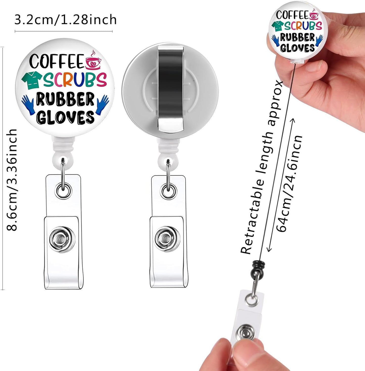 15 Pcs Funny Badge Reels Retractable Badge Holders,Id Badge Holder Retractable Clip,Cute Badge Reel Retractable Lanyards for Id Badges- Perfect for Men & Women Coworkers