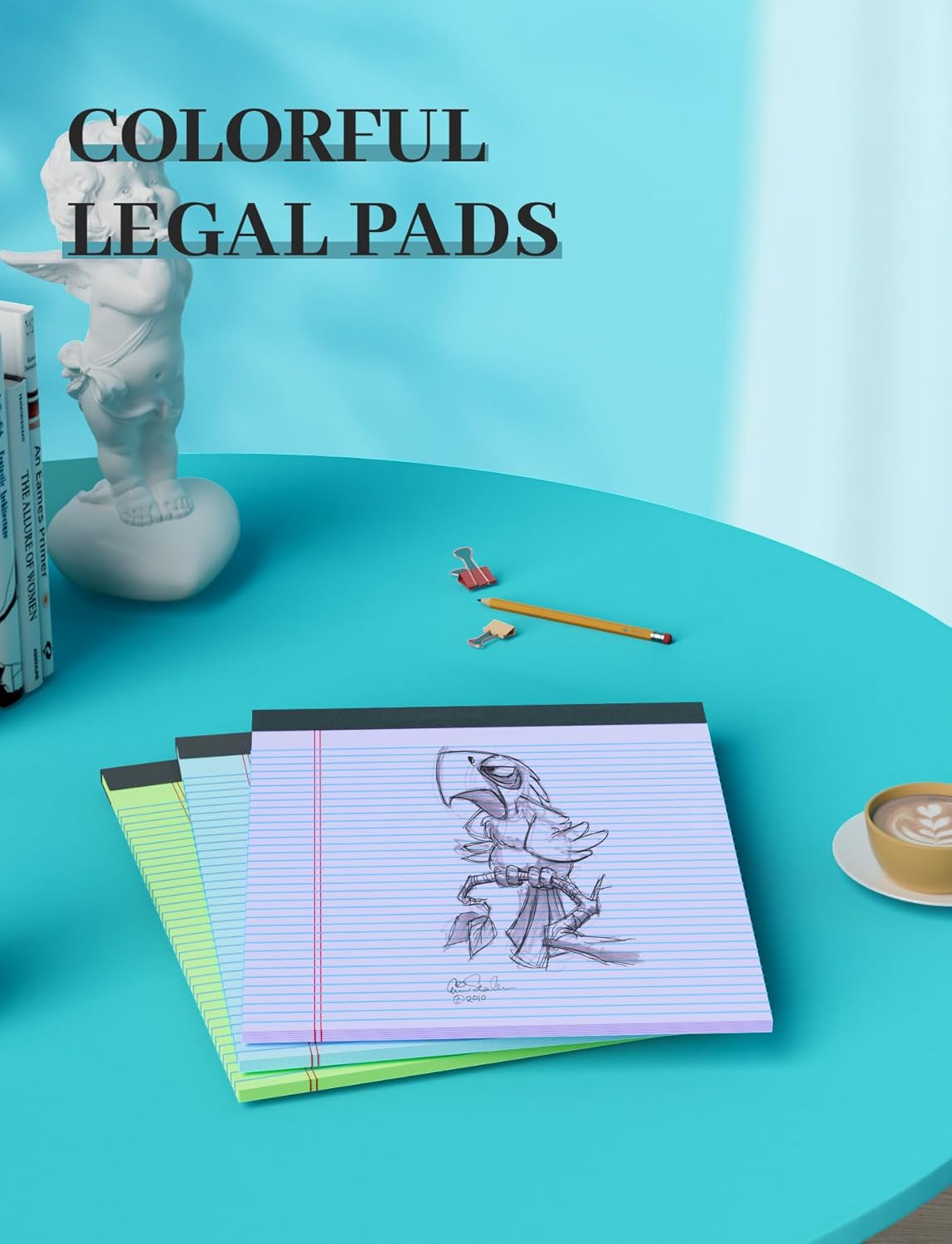 Colored Legal Pads, 3 Pack Writing Pads 8.5 x 11, Note Pads 8.5 x 11 College Ruled, Easy Tear-Off, Note Pads Lined Paper Pads 8-1/2 x 11 Notebook Paper for Office Supplies, 25 Sheets/Pad