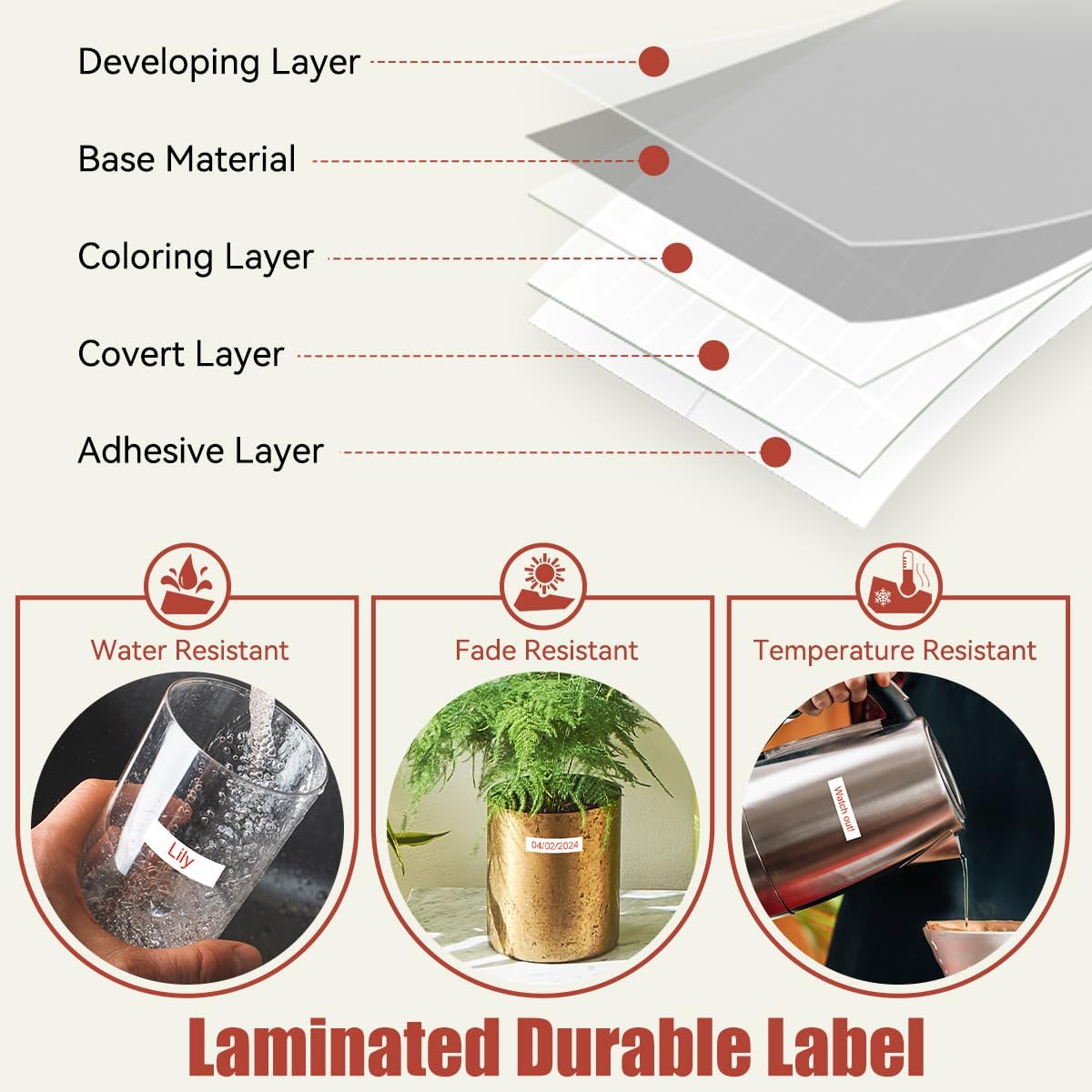 Labelife TZe-232 Replace for Brother P Touch Label Tape Red on White TZe232 TZe TZ Tape 12mm 0.47 1/2 Laminated Work for Brother PT D210 H110 D600 1230PC Label Maker, 4 Pack