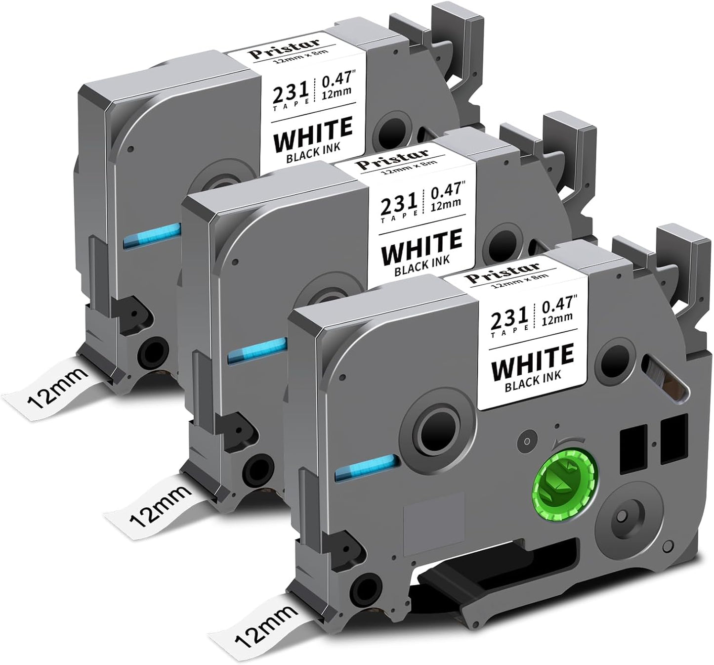 Tze-231 12mm 0.47 Laminated White Tape Replace for Brother P Touch Label Tape Compatible with Brother Label Maker PTouch H110 D220 D600 D410 D210 D200 D400 P700 1280 1880, TZe Label Tape 1/2 Inch 3pk