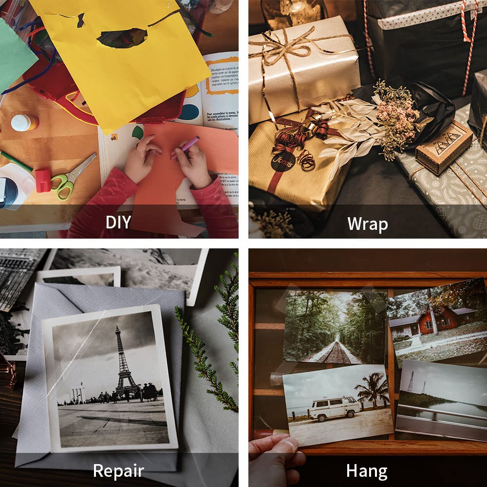 6 Rolls Transparent Tape Refills, Clear Tape, Hand Tearable, 3/4 x 1000 Inches, Glossy Gift Wrapping Tape for Dispenser, Office, School, Home