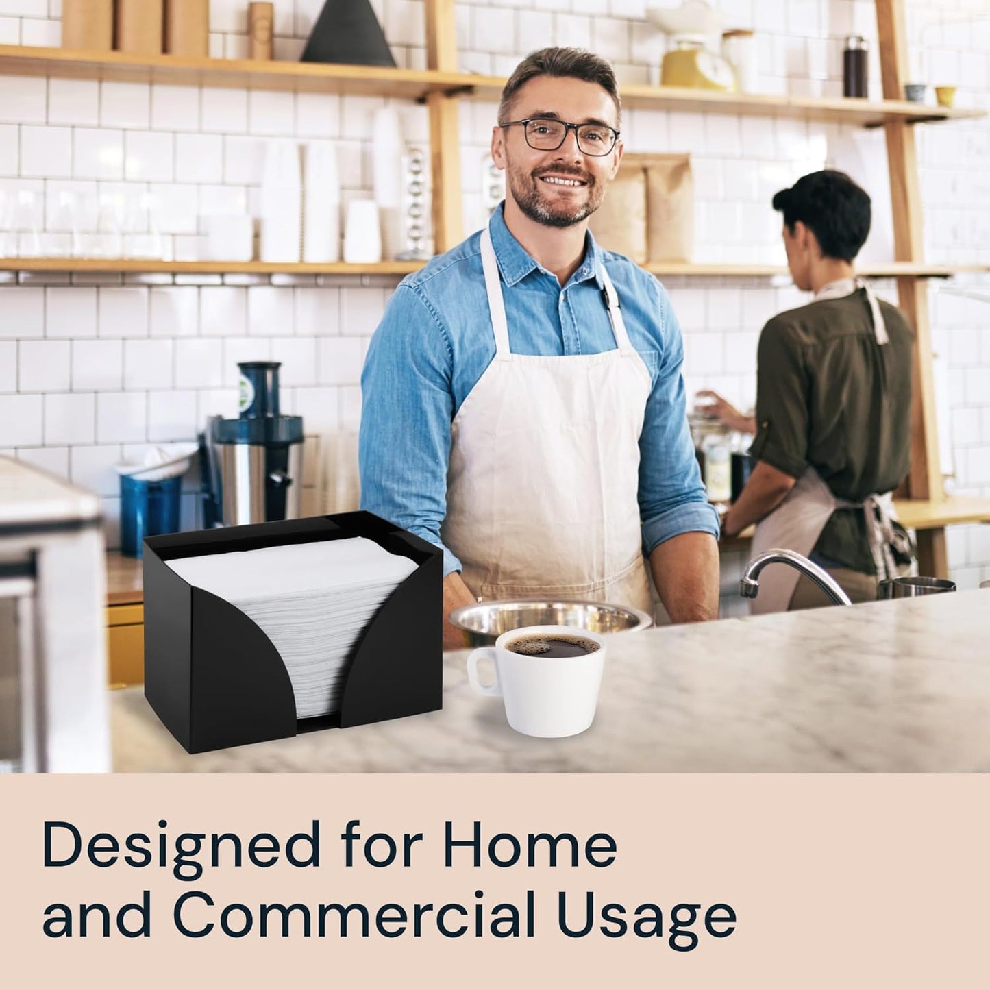 Acrylic Countertop Paper Towel Holder Dispenser - 1-Pack, Black, Rectangular - Napkin Holder & Rectangle Tissue Box Cover - Bathroom Accessories, Organizers & Storage