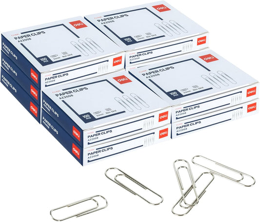 Deli #1 Nonskid Paper Clips, 1000 Medium Paper Clips, 10 Boxes of 100 Each, Silver