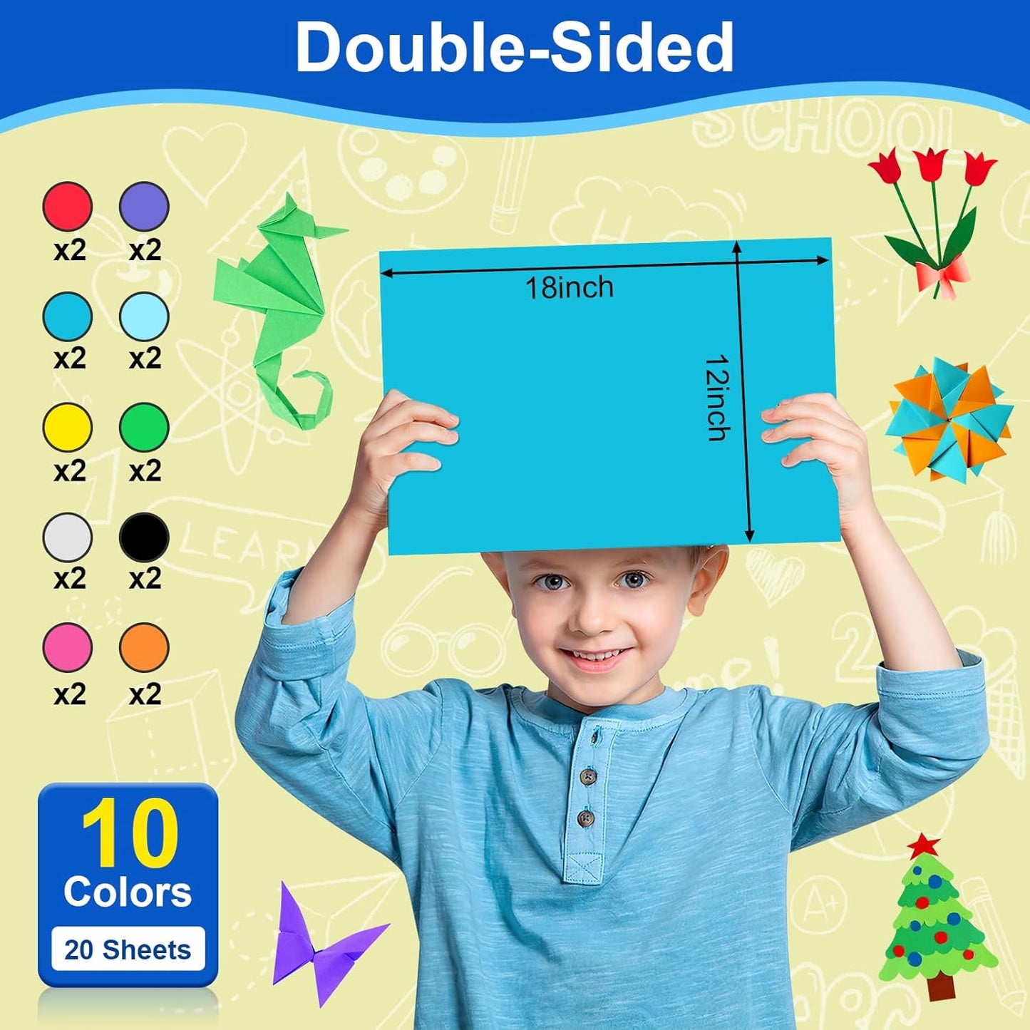 20 Pcs Poster Board Colorful Paper 12x18, ROOKEA Vision Boards Bulk Blank Graphic Display Posterboard Card Paper for Kids School Classroom Arts Craft Projects Drawing Scrapbooking