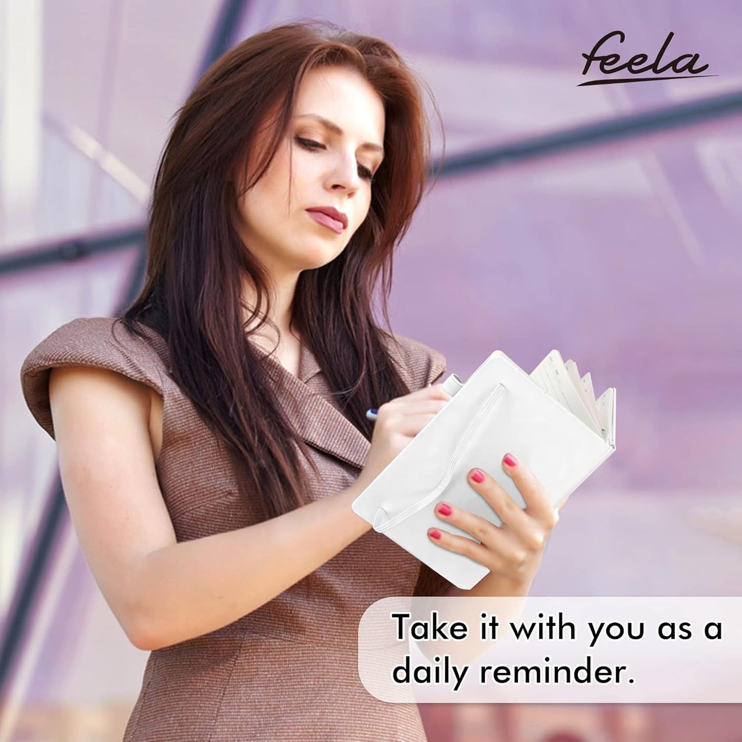 feela 5 Pack Notebooks Journals Bulk, Hardcover Notebook Classic Ruled Lined Journals with Pen Holder for Women Girls School Business Supplies, with 5 Black Pens, 120 GSM, 5.1”x8.3”, A5, White