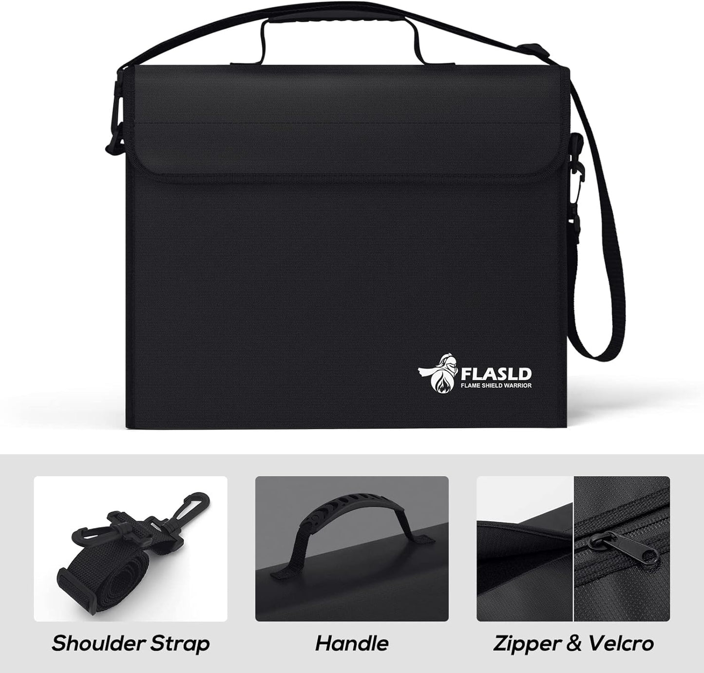 FLASLD Fireproof Document Bags, 15x12x5” Large Fireproof & Water Resistant Bag, Holder Home Office Portable Filing Storage for Valuables, Fireproof Folder FireSafe Box for Cash, Passport