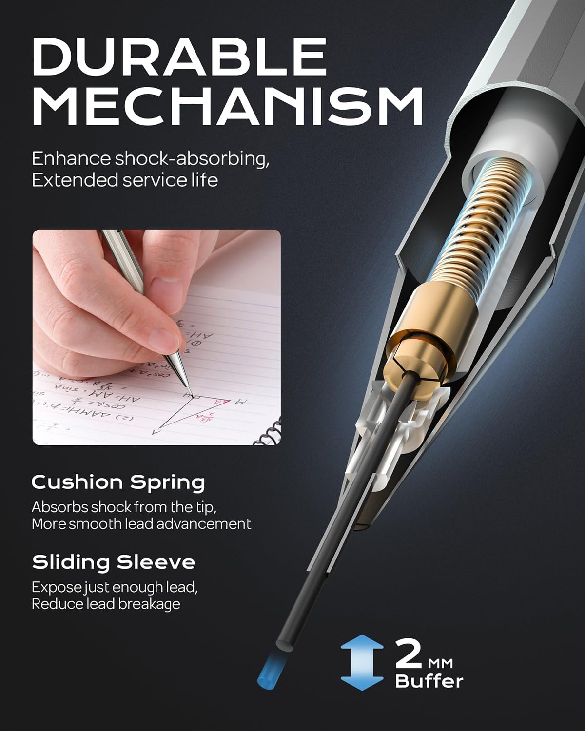 Nicpro 8 Pack 0.5mm & 0.7mm Metal Mechanical Pencil Set, MB1000 Lead Drafting Pencil for Artist Writing, Sketching, Drawing with 8 Tubes HB Lead Refills, 3PCS 4B Eraser, 9PCS Cap Eraser - With Case