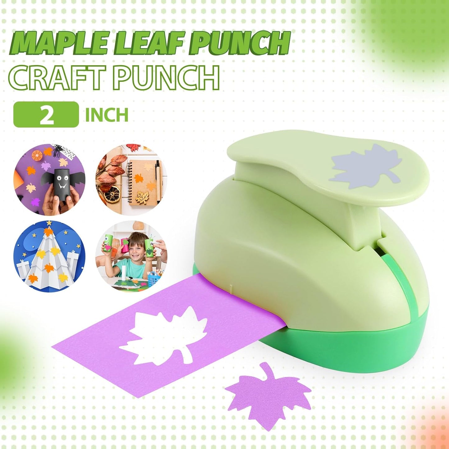 UCEC 2 Inch Maple Leaf Paper Punch for Crafting, Hole Punch Maple Shapes, Craft Lever Cutter Handmade for Autumn, Thanksgiving Day, Paper Crafting and Scrapbooking