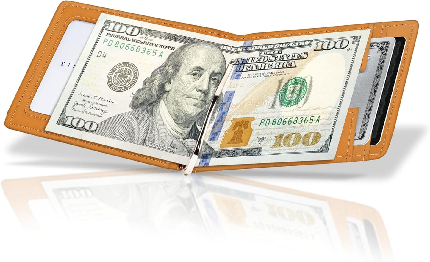 Kings Loot Money Clip Slim Minimalist Wallet for Men – RFID Blocking Leather Design with Money Clip – Front Pocket Bifold Holds 12 Cards – Stylish & Compact Wallets (Cognac)