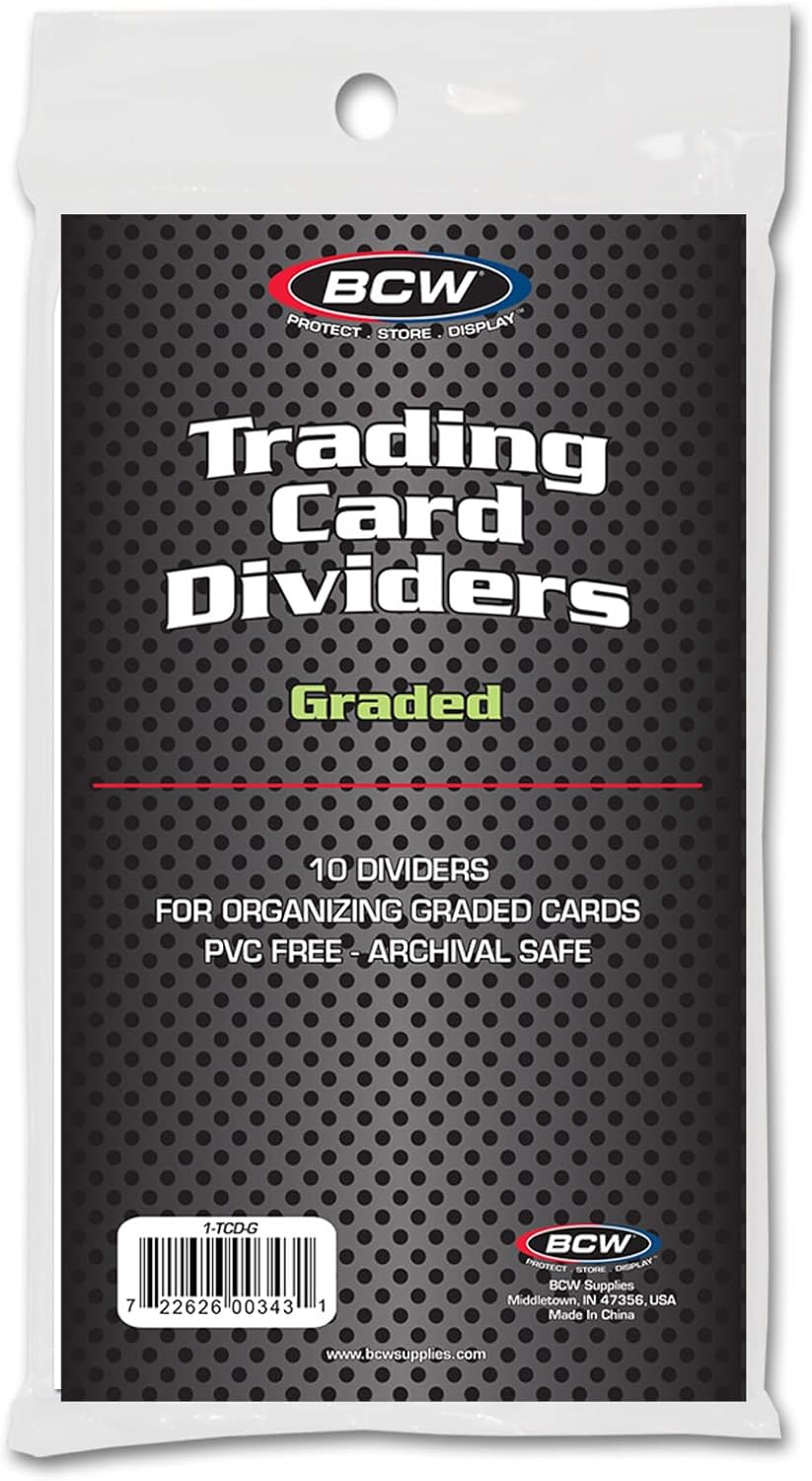 BCW Graded Trading Card Dividers - 10 ct | Archival Quality, Write-On Index Tab, 3 1/4 X 5 11/16 Inches | Fits Graded Shoe Boxes and Super Vault Boxes | Card Collection Organizer Dividers