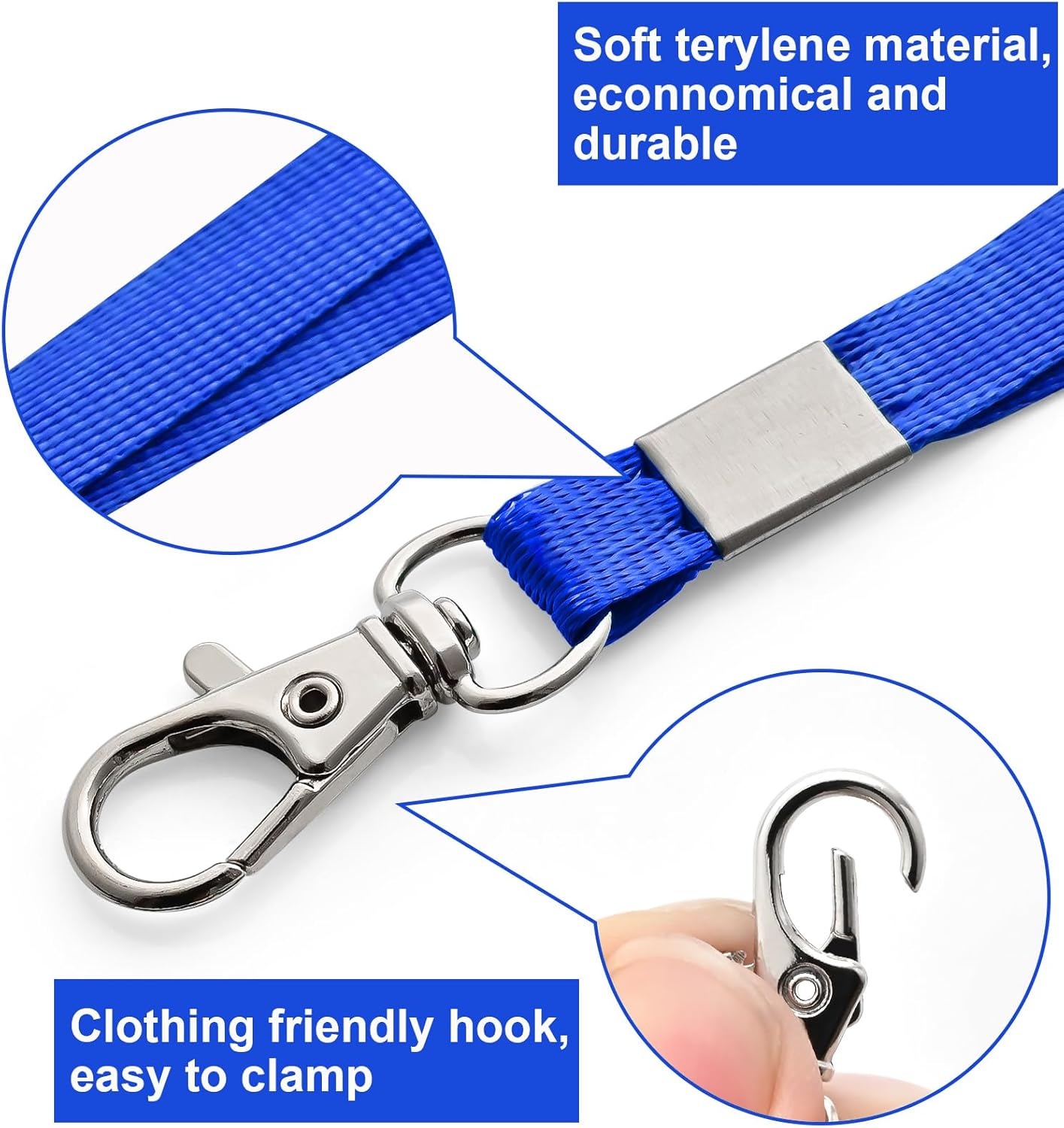 100 Pack Lanyards for ID Badges with Clear Name Tags, Reusable Lanyards Horizontal ID Card Badge Holders Plastic Name Badges for Men Women Kids Business School and Office Supplies (Blue)