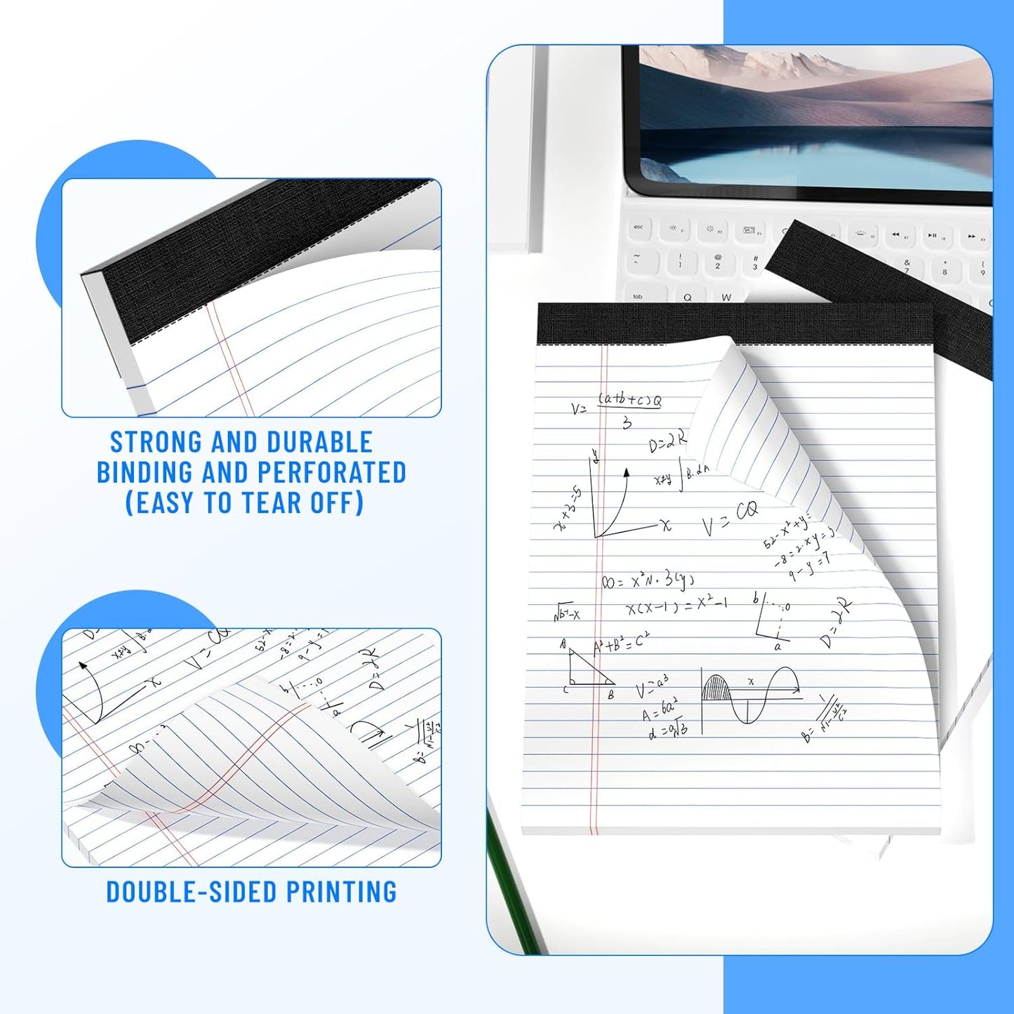 12pcs Legal Pads 8.5 x 11, Notepads 8.5 x 11 College Ruled Notebook, Writing Pads of Paper,White Note Pads, Memo Pad Papers Perforate Legal Notepads Narrow Ruled Line,30 Sheets/Pack