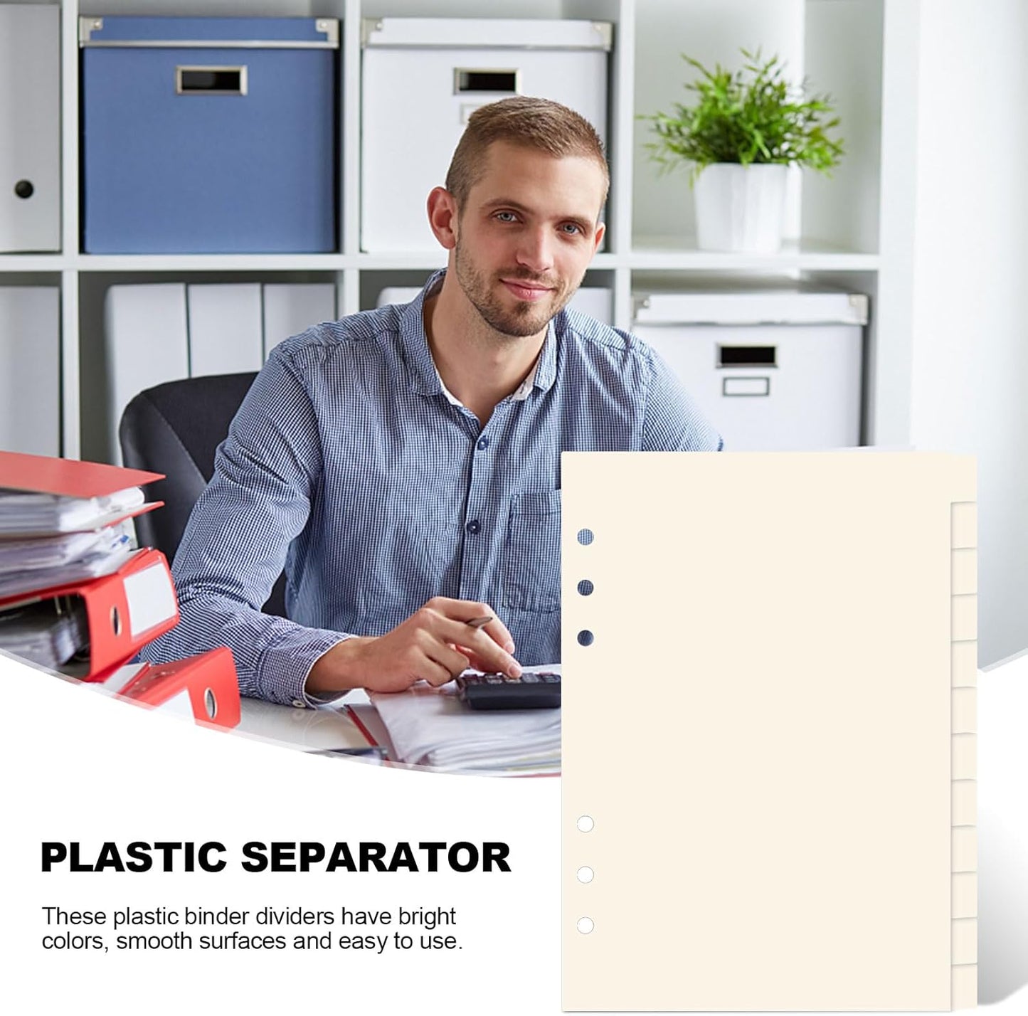 A5 Plastic Binder Dividers 6 Holes Durable Plastic Tab Dividers for 6-Ring Binders, Notebooks, Planners, 5.7x8.3 inch (Beige, 12 tab)