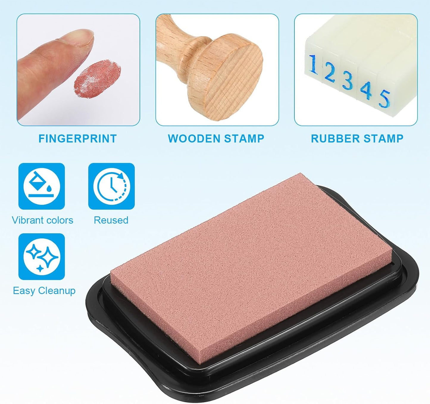 PATIKIL 3"x2" Large Stamp Pad, 2Pcs Washable Craft Ink Pad for Rubber Stamp Card Making Stamping Scrapbook Fingerprint Handprint, Rose Red/Black