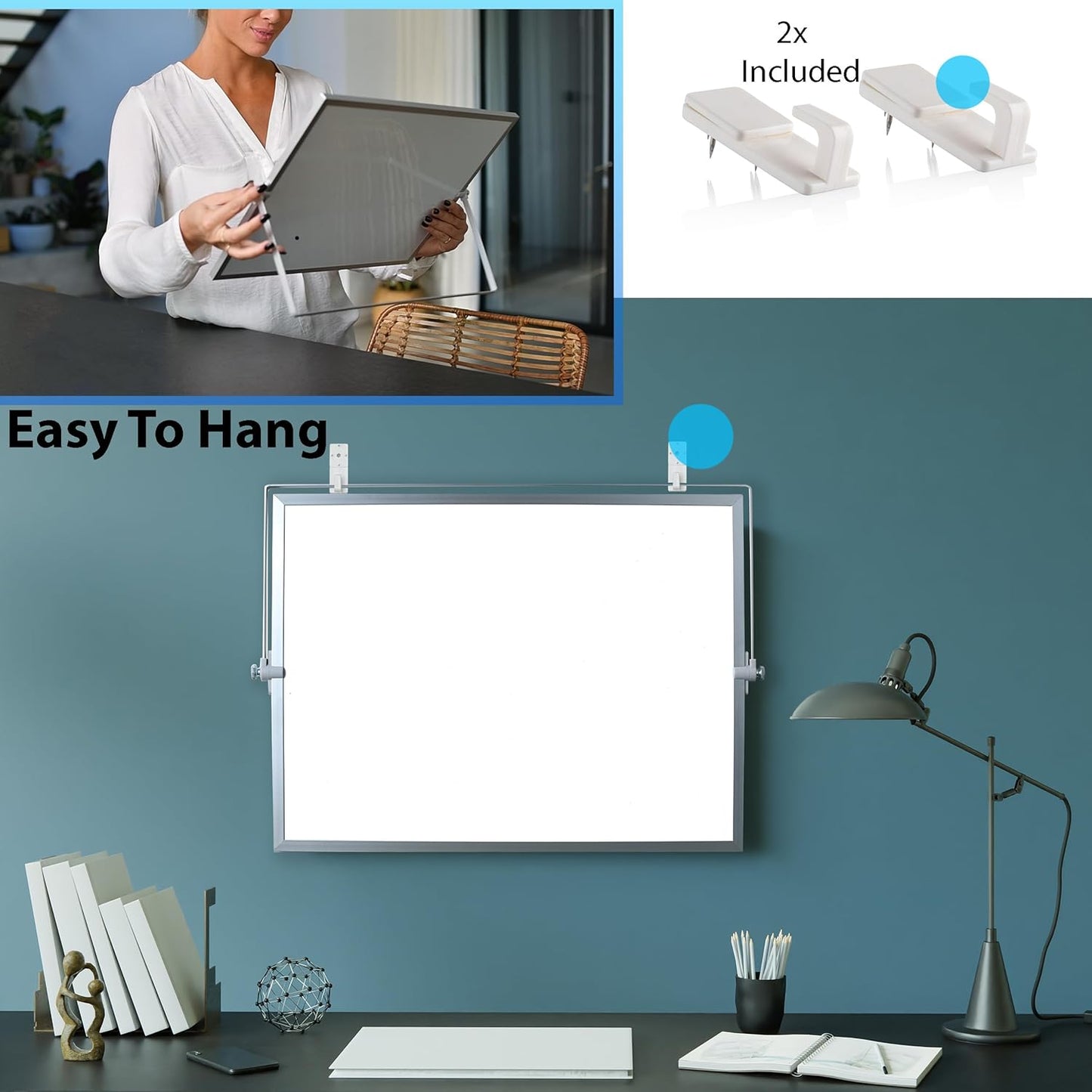 Dry Erase White Board Black Frame for Desk & Wall,12"X16" Large Magnetic Desktop Whiteboard with Stand, 8 Markers, 4 Magnets,1 Eraser, Double-Sided Portable Easel for Office, Students Memo to Do List