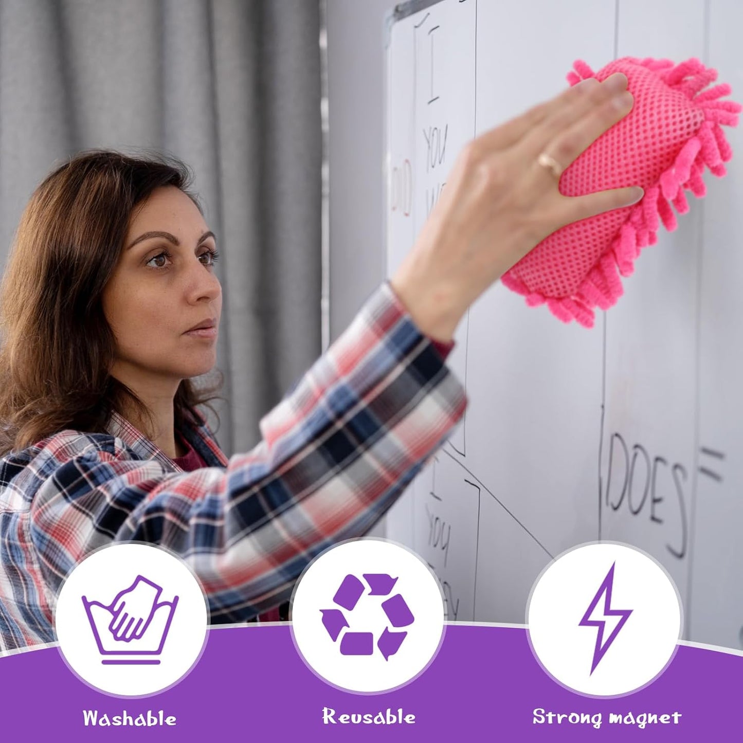 Sherr 24 Pcs Magnetic Whiteboard Eraser School Erase Erasers Microfiber Washable White Board Eraser for Chalk Classroom Home Office (Rainbow Colors)