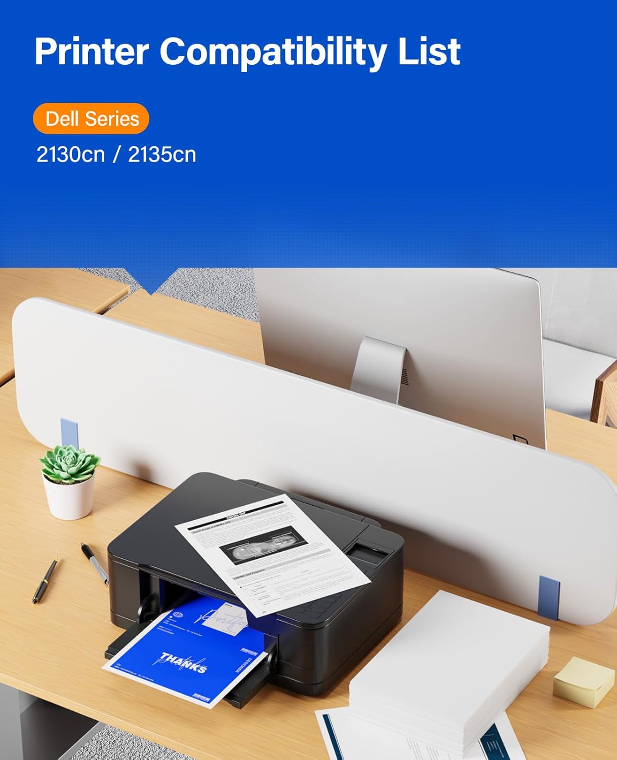 2130CN 2135CN Toner Cartridge Compatible Replacement for Dell 2130cn 2135cn 2130 2135 Printers 330-1436 T106C 330-1437 T107C 330-1433 T109C 330-1438 T108C Black Cyan Magenta Yellow 4-Pack