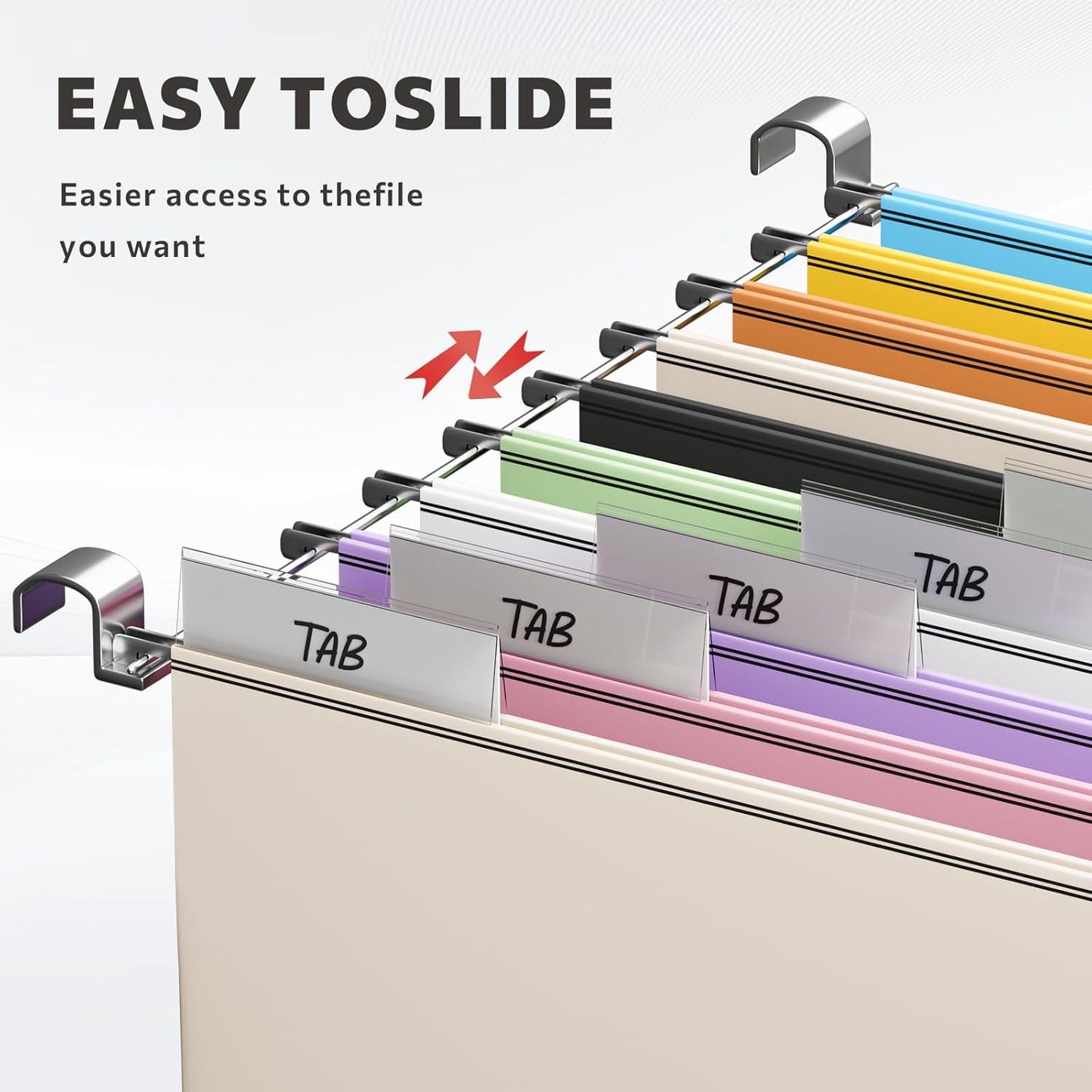 File Organizer Box with Lid - Set of 2 Portable Hanging File Box, Collapsible Linen Decorative Filing Storage Boxes for Office & Home File Cabinet (Black 14 x 9.3 x 10.9 inch)