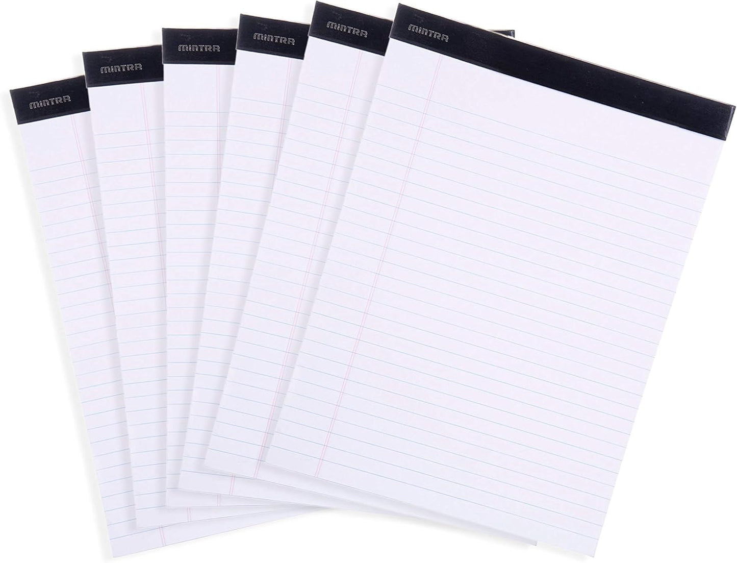 Mintra Office Legal Pads - ((BASIC WHITE 6pk, 8.5in x 11in, WIDE RULED))