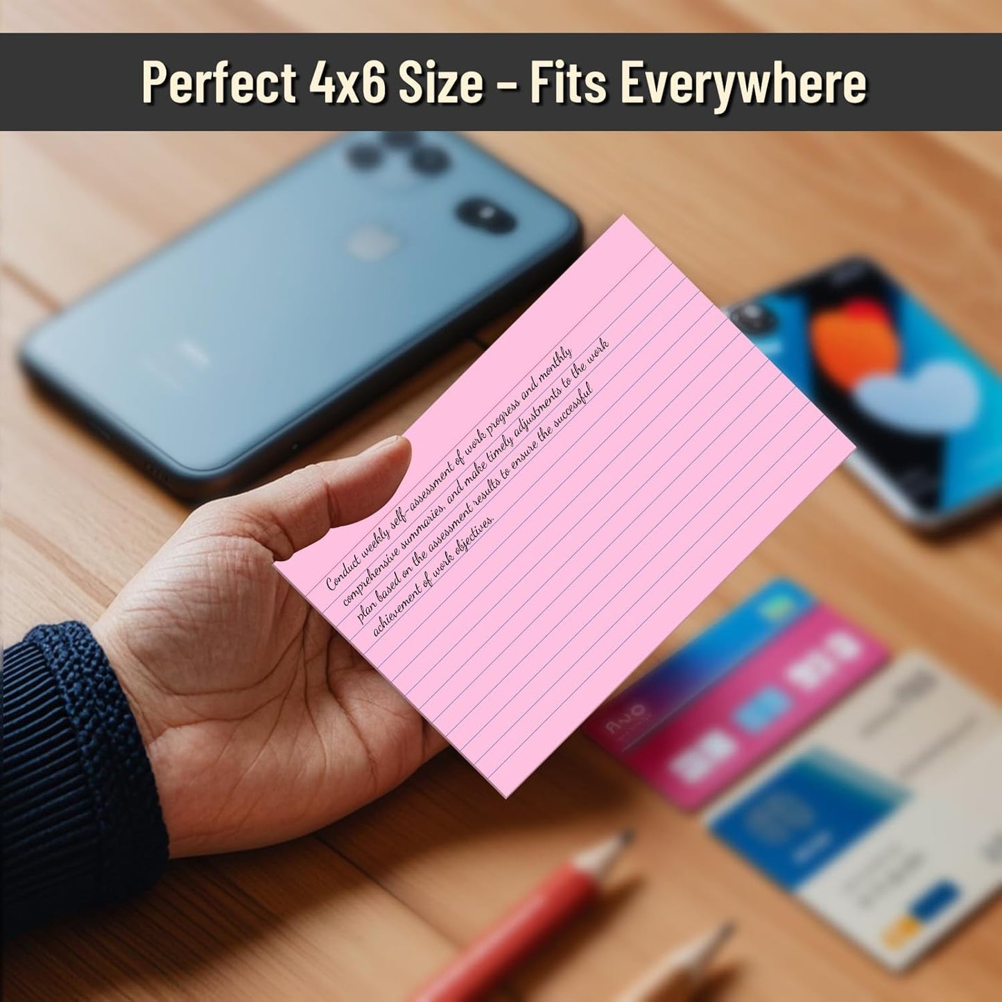 200 Pcs Index Cards 4 x 6 Inch Ruled Pink Index Cards, College Ruled Flash Cards for School, College, Office and Home Organization, Durable Study To Do List Note Cards with Ruled Lines, 5 Pack of 40