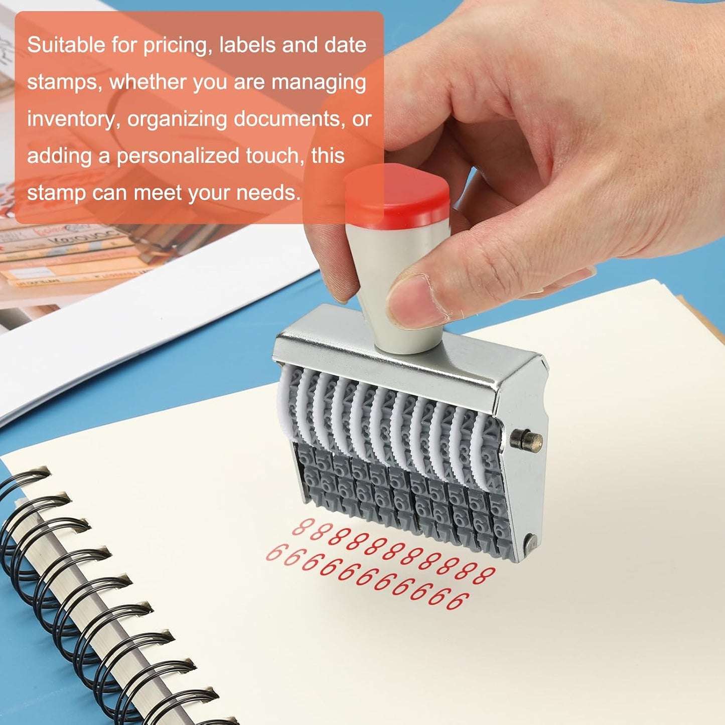 PATIKIL 11 Digit Number Roller Stamp, Adjustable Rubber Stamp Changeable Numerical Symbol Office Date for Business Creative Price Tag