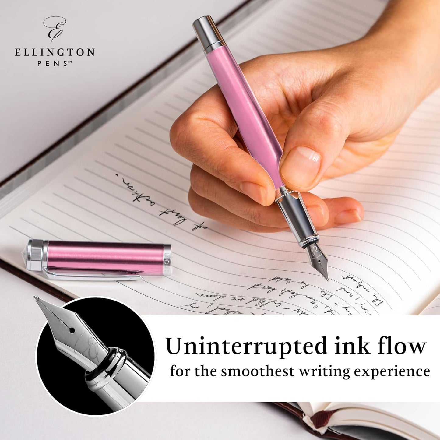 Luxury Fountain Pen Set- Fountain Pens for Writing - Smooth Medium Nib - Includes Refillable Ink Converter, 3 Ink Cartridges [Black & Blue], Gift Box - Elegant Calligraphy