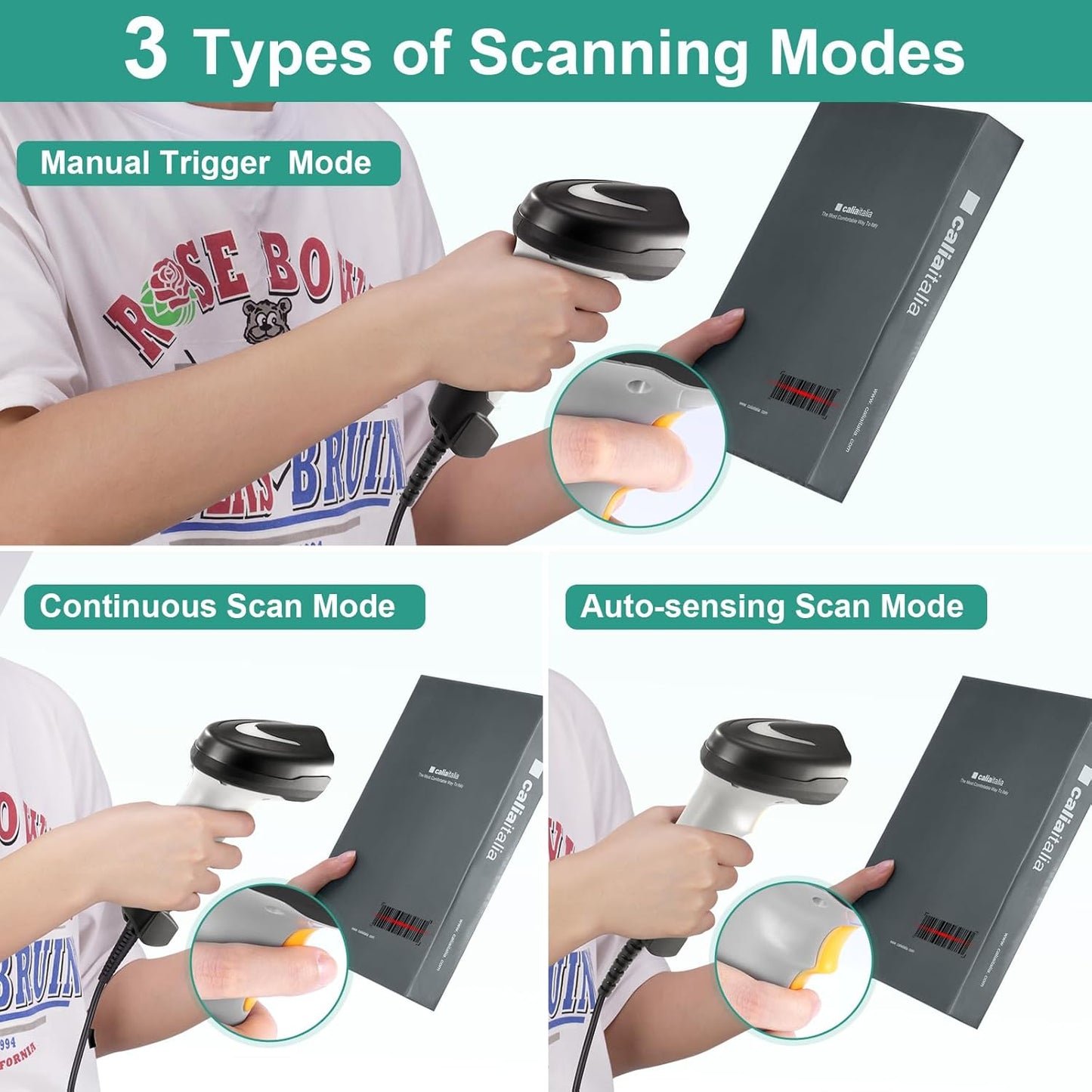 Barcode Scanner, Handheld QR Code Scanner USB Wired Connection 1D 2D&PDF417 Data Matrix Automatic Barcode Reader Plug and Play Bar Code Scanners for Store Supermarket Warehouse Library