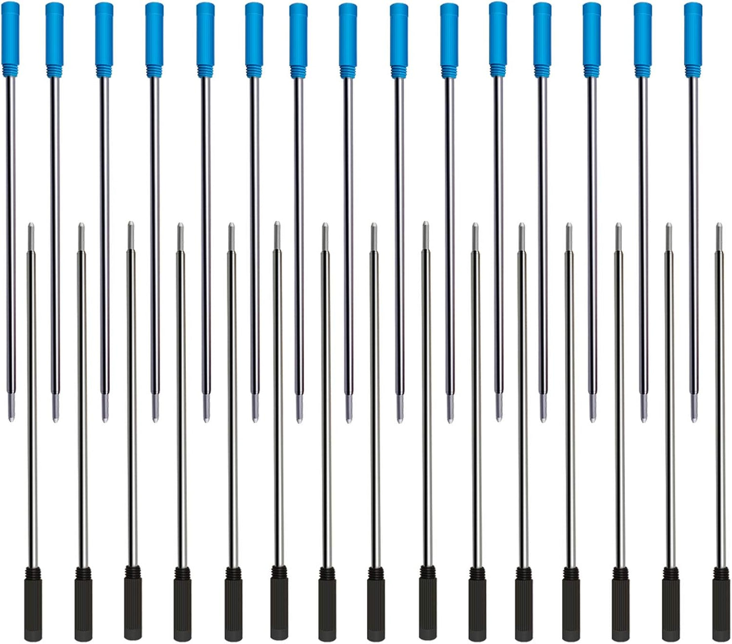 4.5” Replaceable Ballpoint Pen Refills, 30 Pack Smooth Writing Ballpoint Refills for Cross Style Pen (Black and Blue Ink Refills)