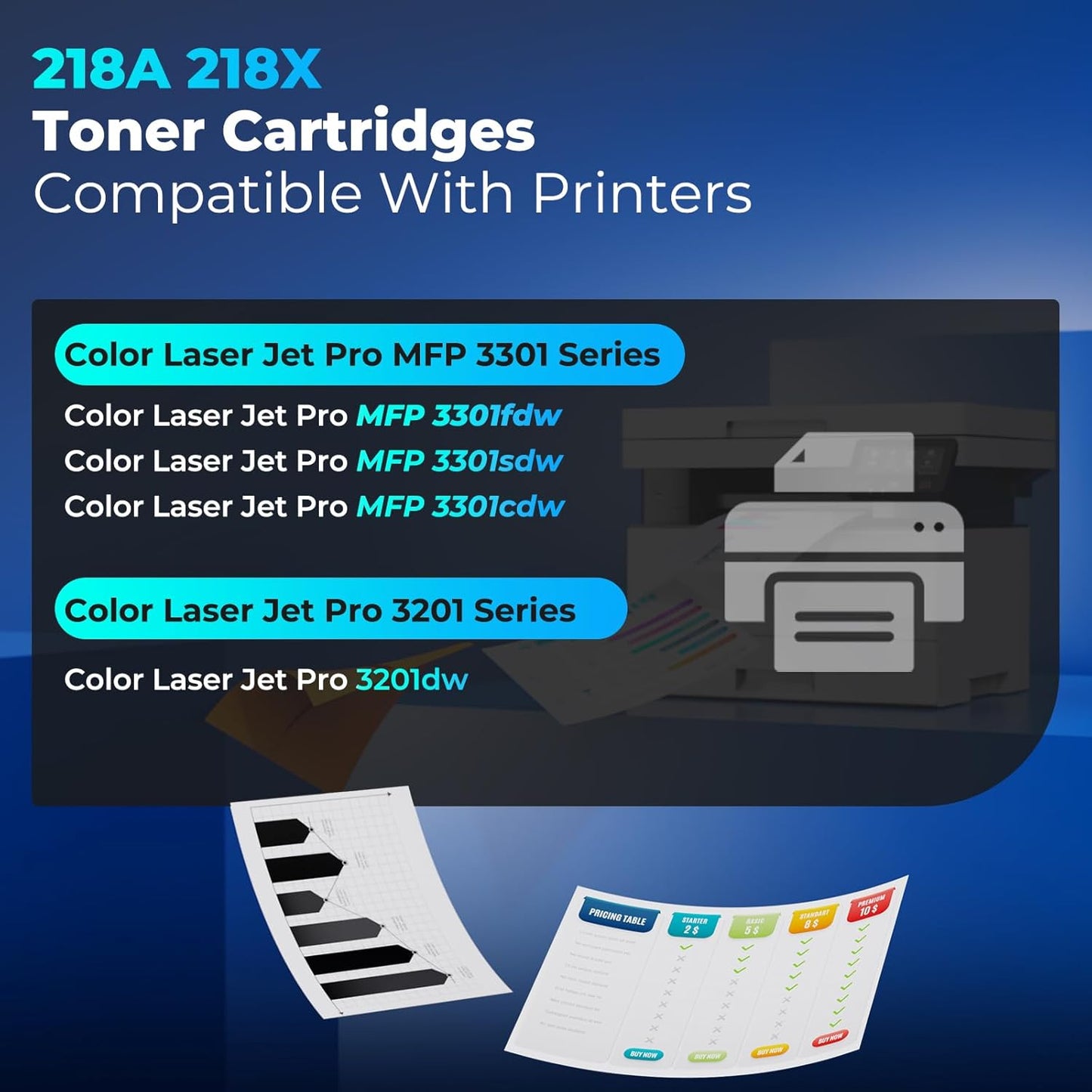 218A Toner Cartridges 3301sdw 3301fdw 3201dw Toner Replacement for HP 218A 218X Toner Cartridge 4 Pack HP218A HP218X With Chip Work for Color Laser Jet Pro 3201dw MFP 3301fdw 3301sdw 3301cdw 3301 3201