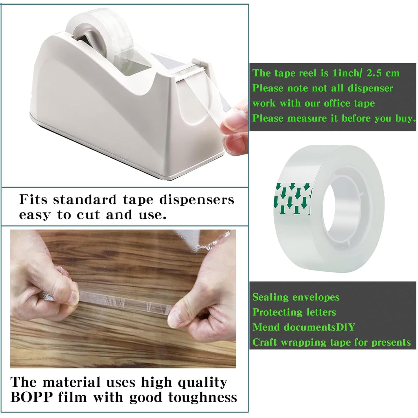 24 Rolls Transparent Tape Refills Rolls Each Rol 1 inch Corel 3/4 x 900 Inches,for School,Office, Home.