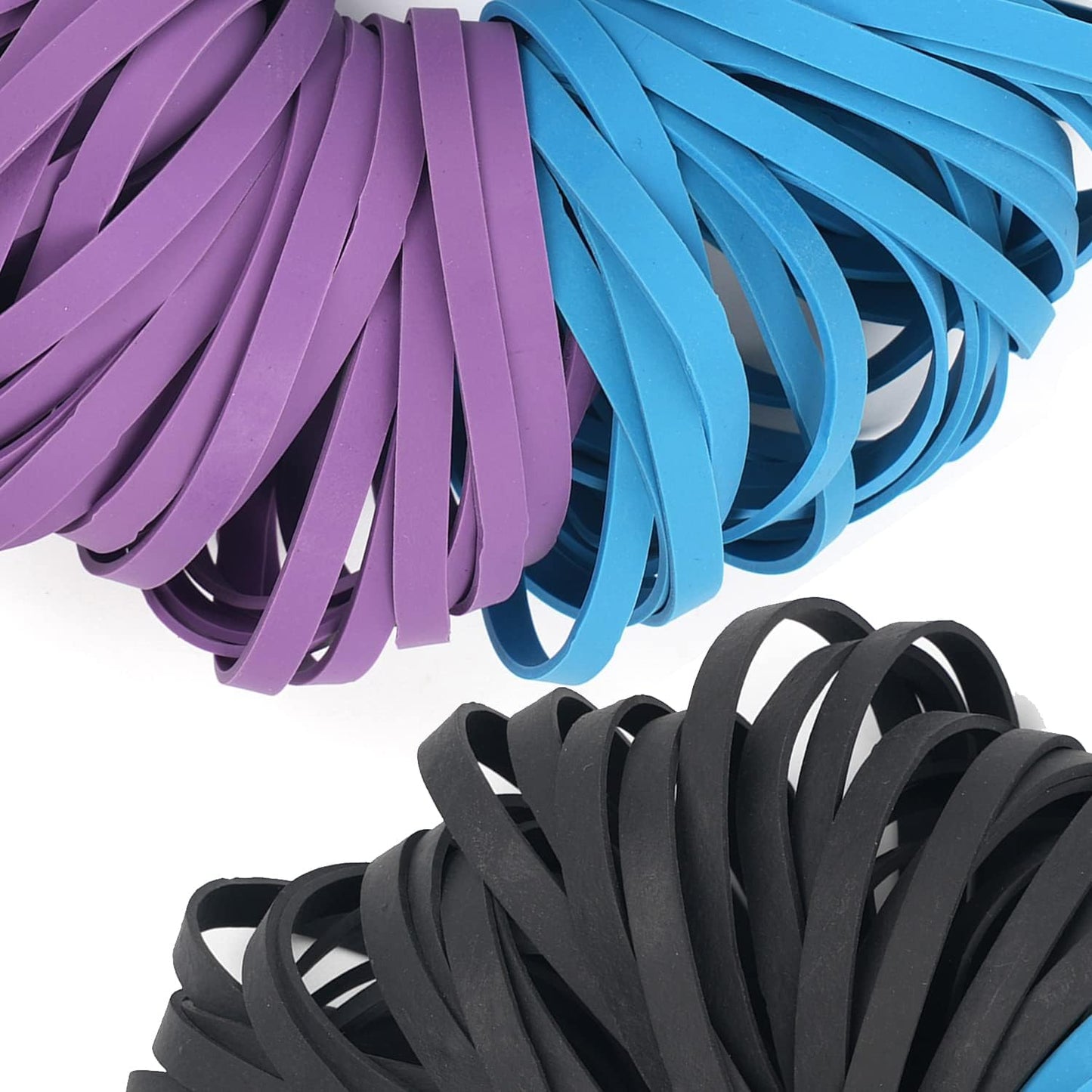 AMUU Rubber Bands Size #64 227g/0.5 lb Purple Blue Black Rubber Bands for Office Supplies Home Money File Folders Strong Elastic Bands