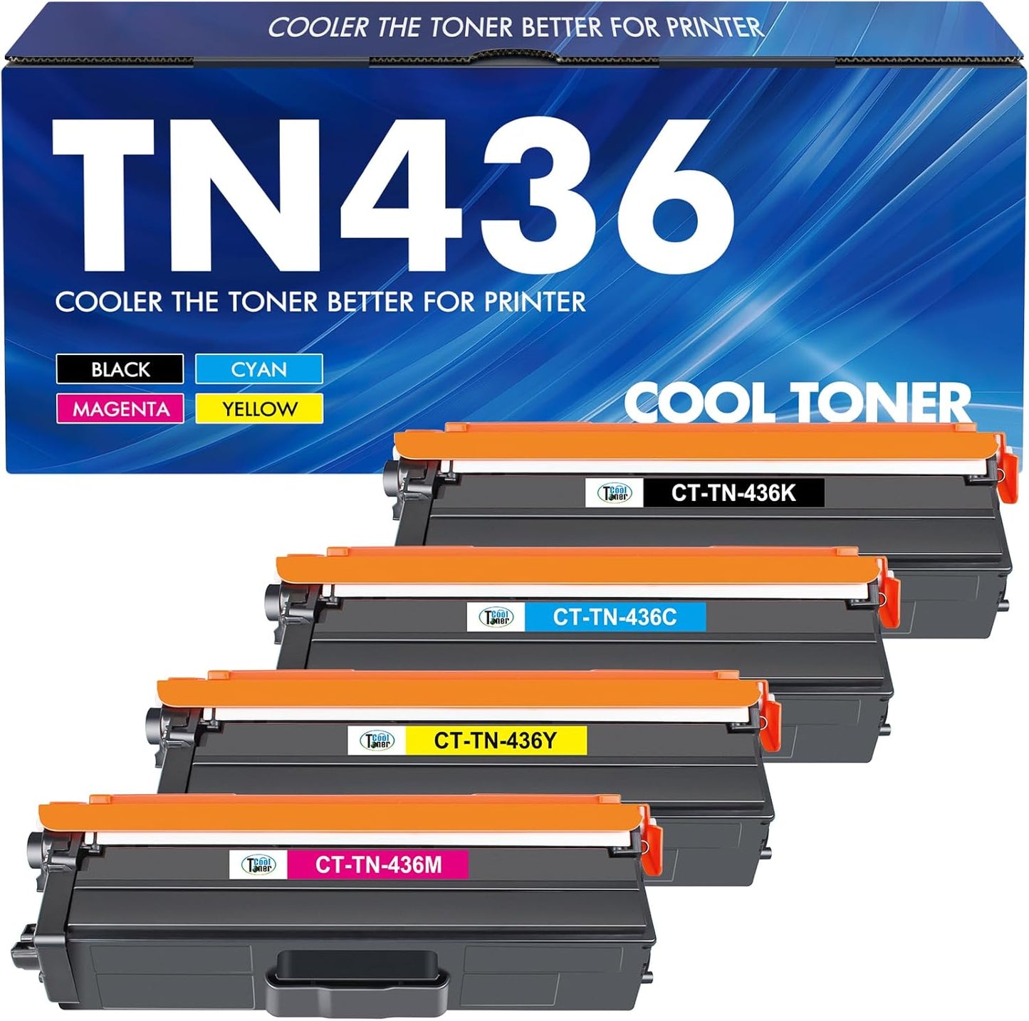 TN436 TN-436 Toner Cartridge Compatible for Brother TN436 TN 436 TN-436 TN436bk Toner Cartridge Brother MFC-L8900CDW HL-L8360CDW HL-L8360CDWT HL-L9310CDW MFC-L9570CDW Printer (BCYM, 4 Pack)