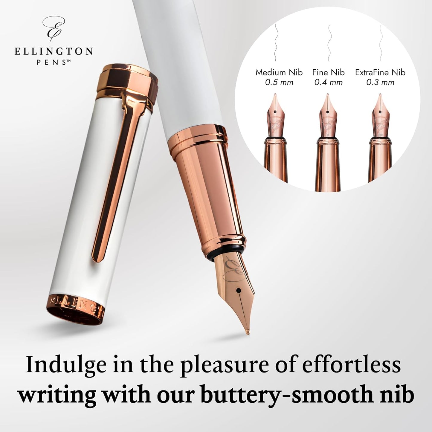 Luxury Fountain Pen Set- Fountain Pens for Writing - Smooth Extra Fine Nib - Includes Refillable Ink Converter, 3 Ink Cartridges [Black & Blue], Gift Box - Elegant Calligraphy