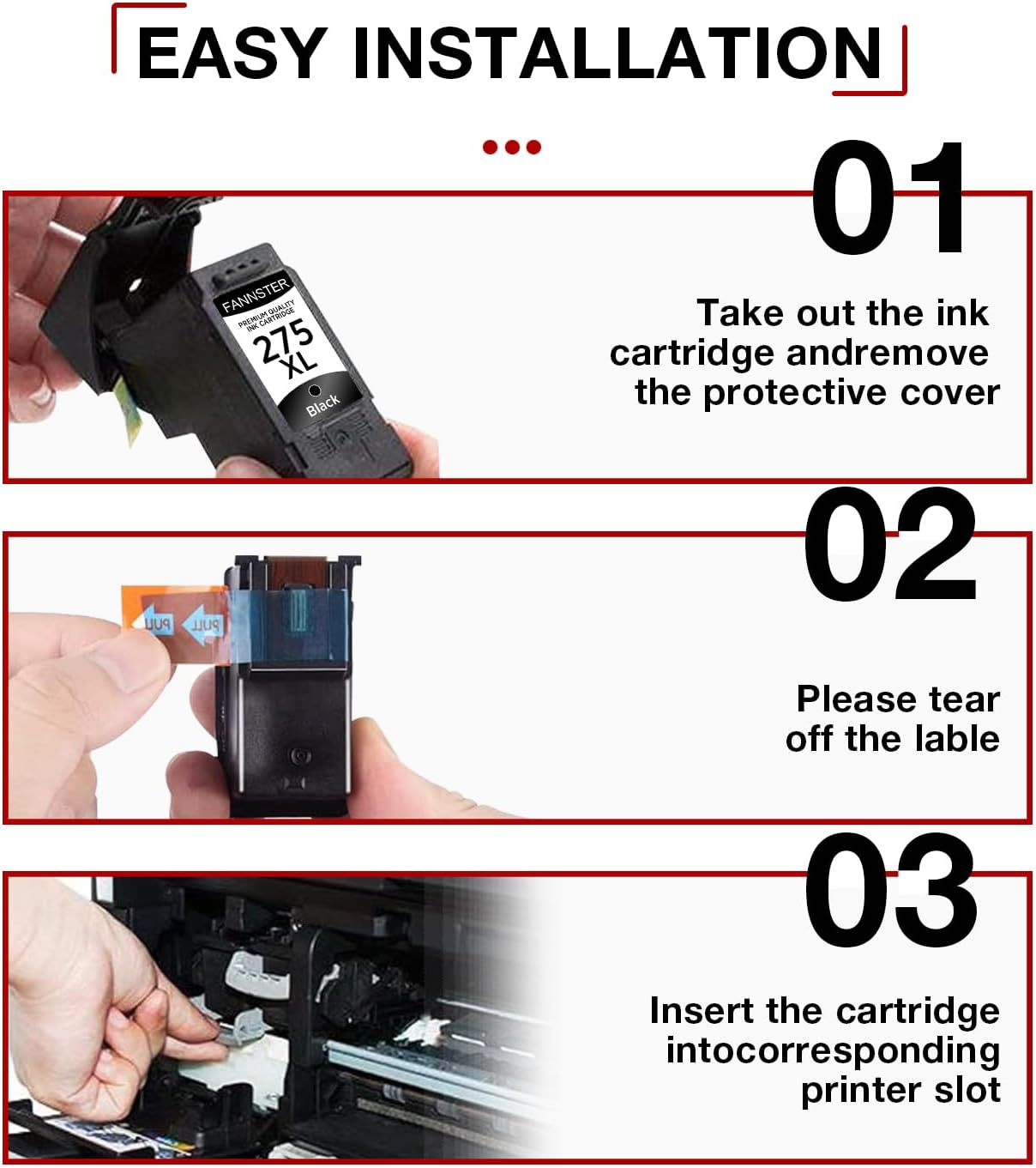 275XL Black Remanufactured Ink Cartridge Replacement for Canon 275 PG275 PG-275 XL PG-275XL PGI275 XL Black BK 2-Pack Replacement for Canon PIXMA TS3500 TS3522 TR4720 TR4700 TR4722 TS3720 Printer